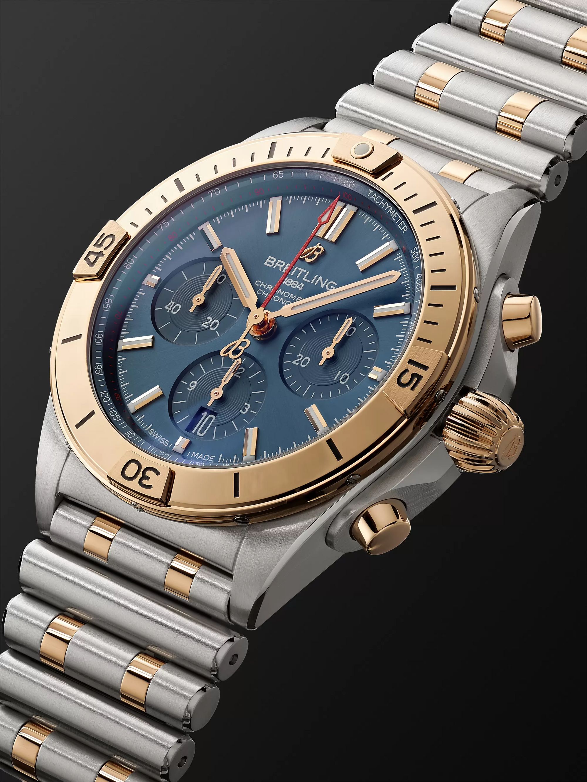 BREITLING Chronomat B01 Automatic Chronograph 42mm Stainless Steel and 18-Karat Red Gold Watch, Ref. No. UB0134101C1U1