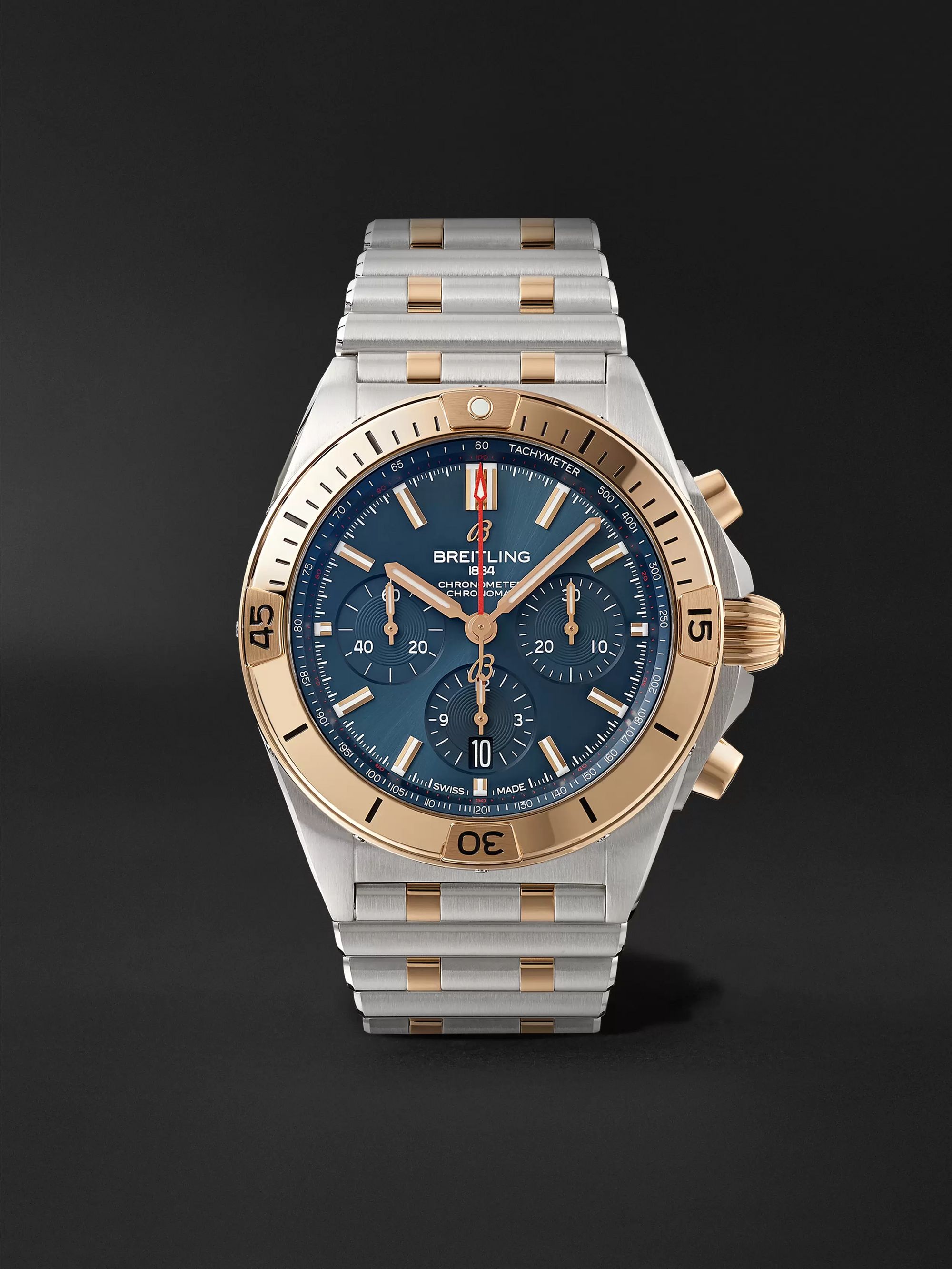 BREITLING Chronomat B01 Automatic Chronograph 42mm Stainless Steel and 18-Karat Red Gold Watch, Ref. No. UB0134101C1U1