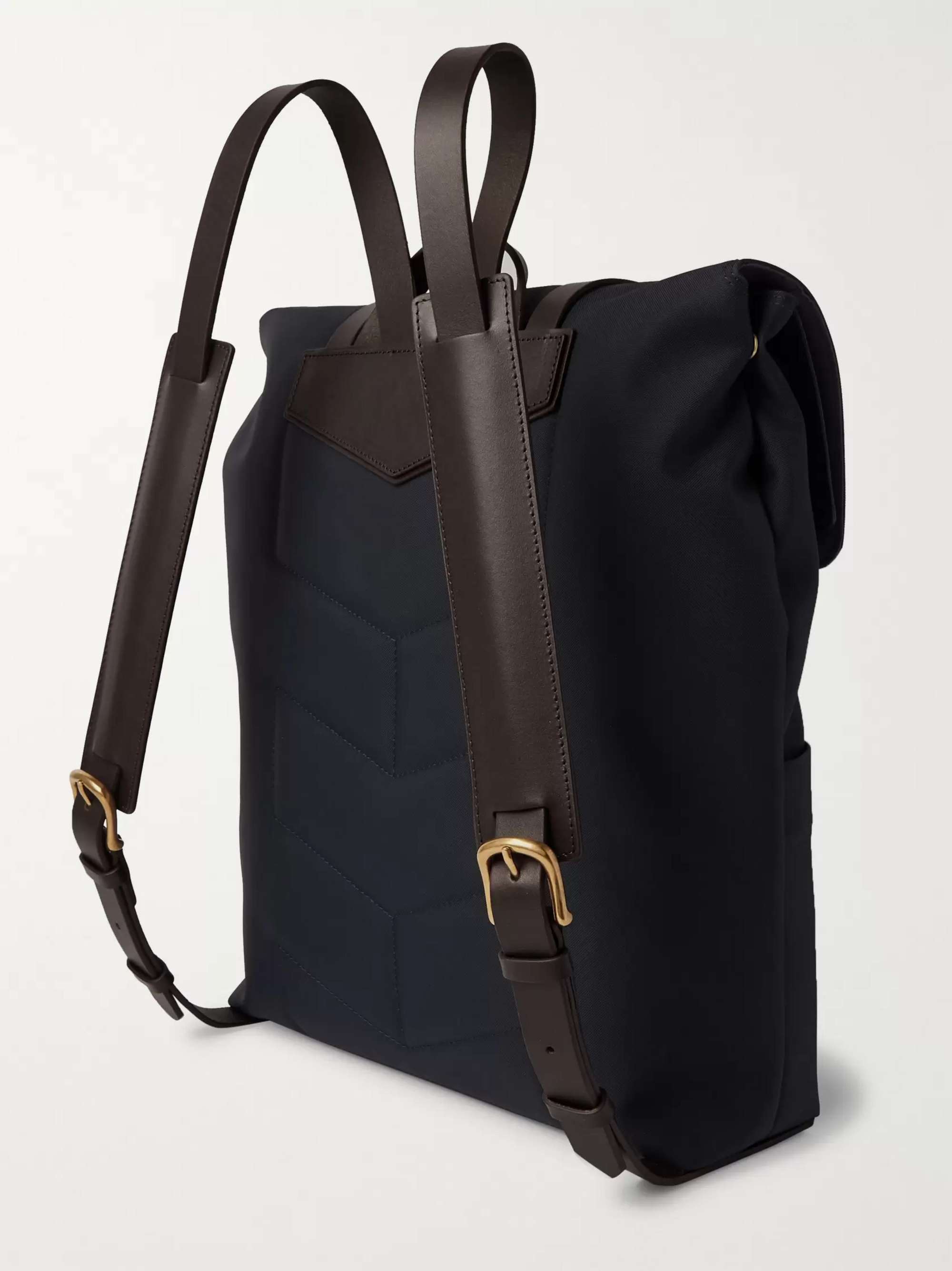 MISMO Leather-Trimmed Canvas Backpack