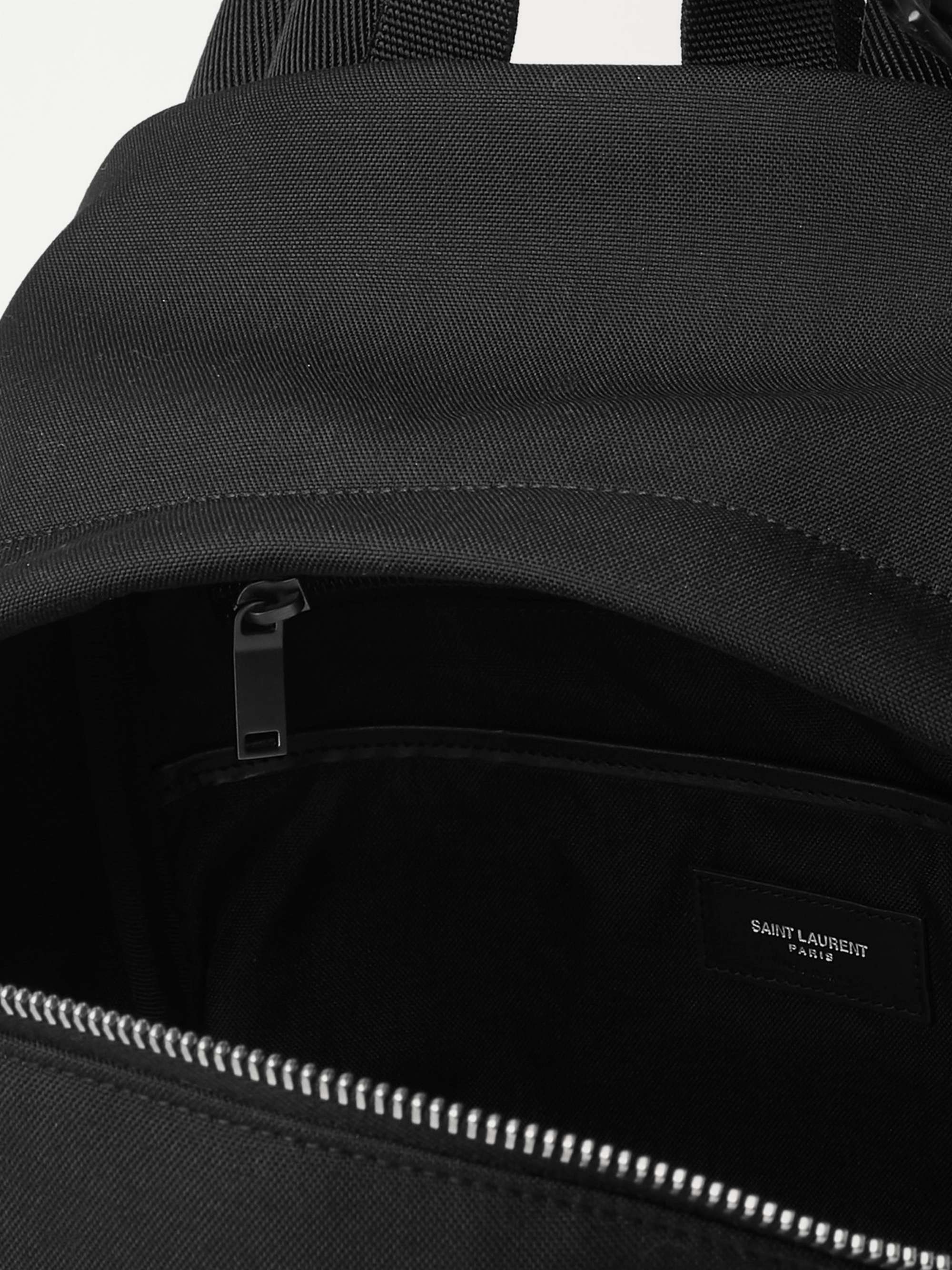 SAINT LAURENT Leather-Trimmed Canvas Backpack