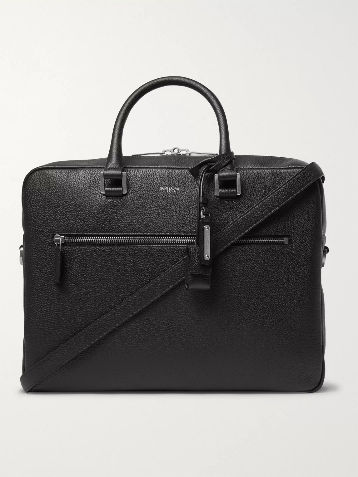Saint Laurent Full-grain Leather Briefcase In Black