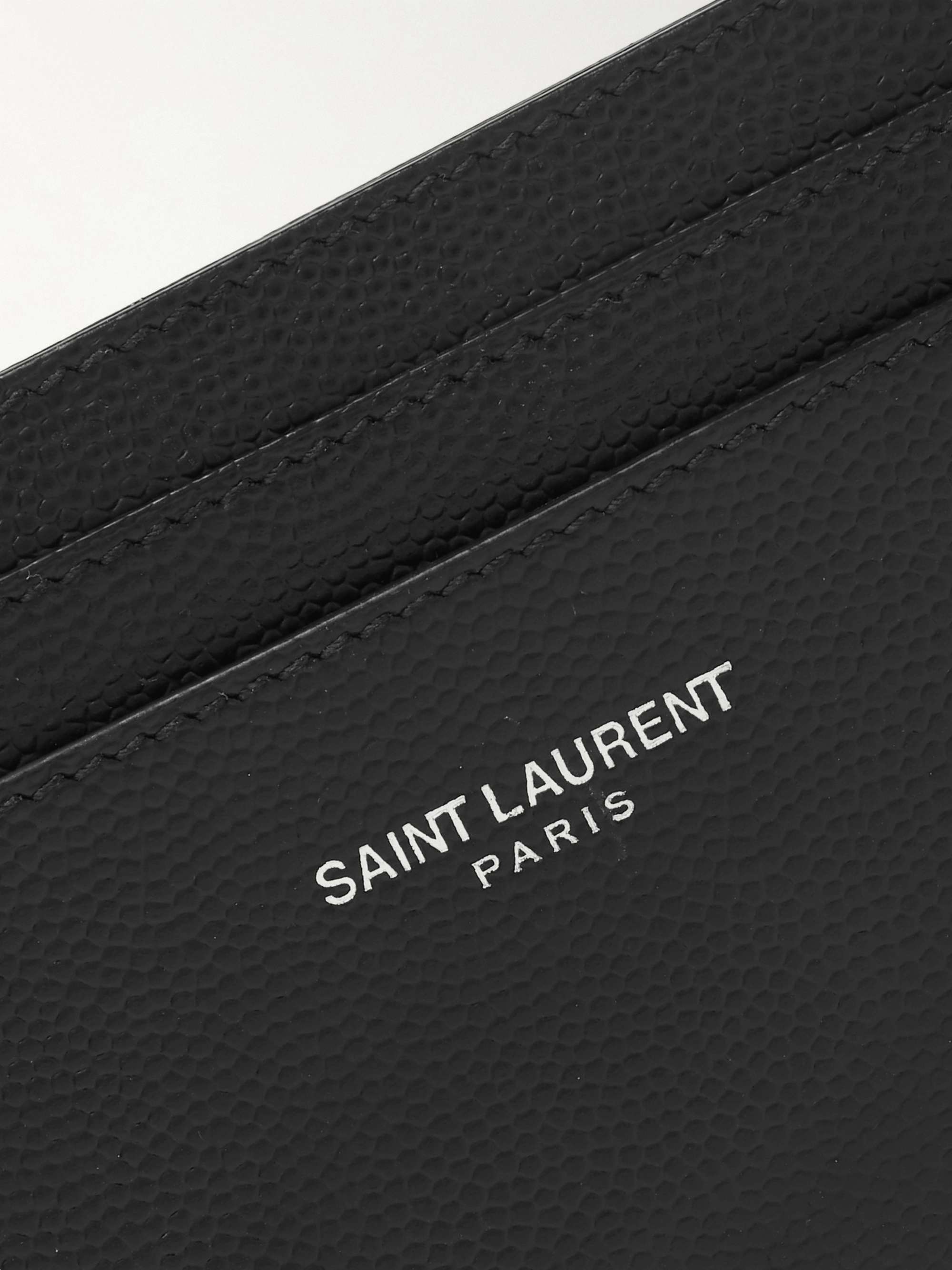 SAINT LAURENT Logo-Print Pebble-Grain Leather Cardholder