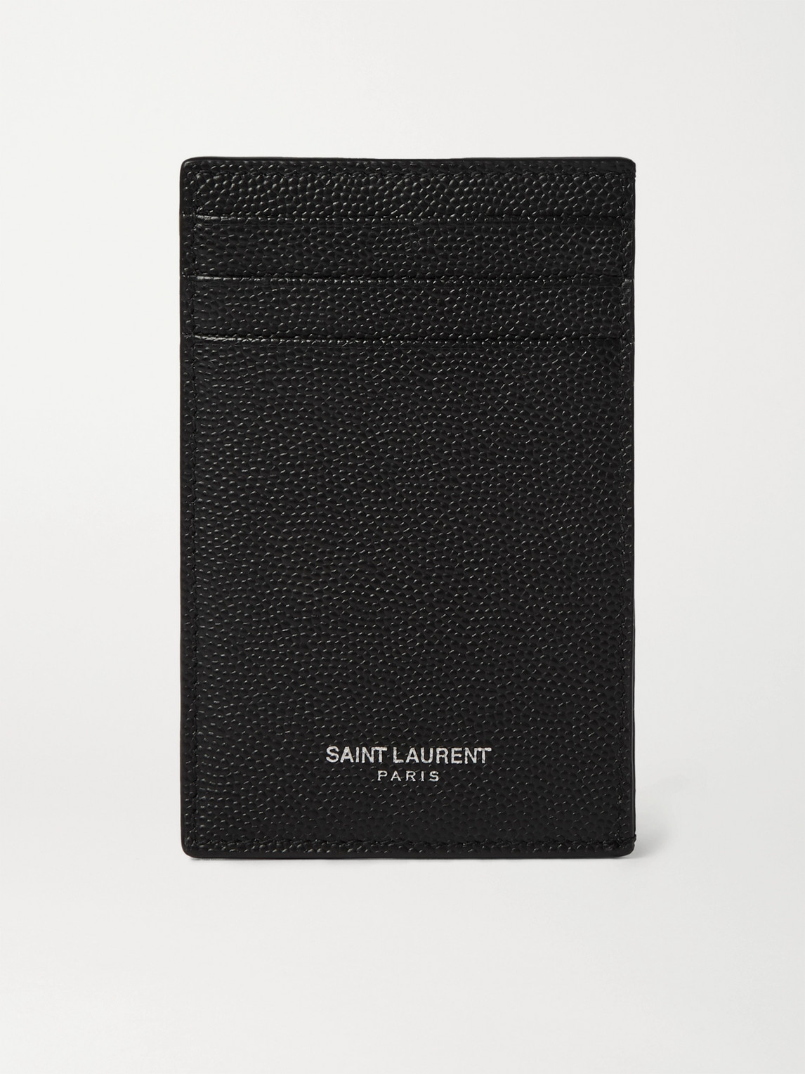 Saint Laurent Pebble-grain Leather Cardholder With Money Clip In Black