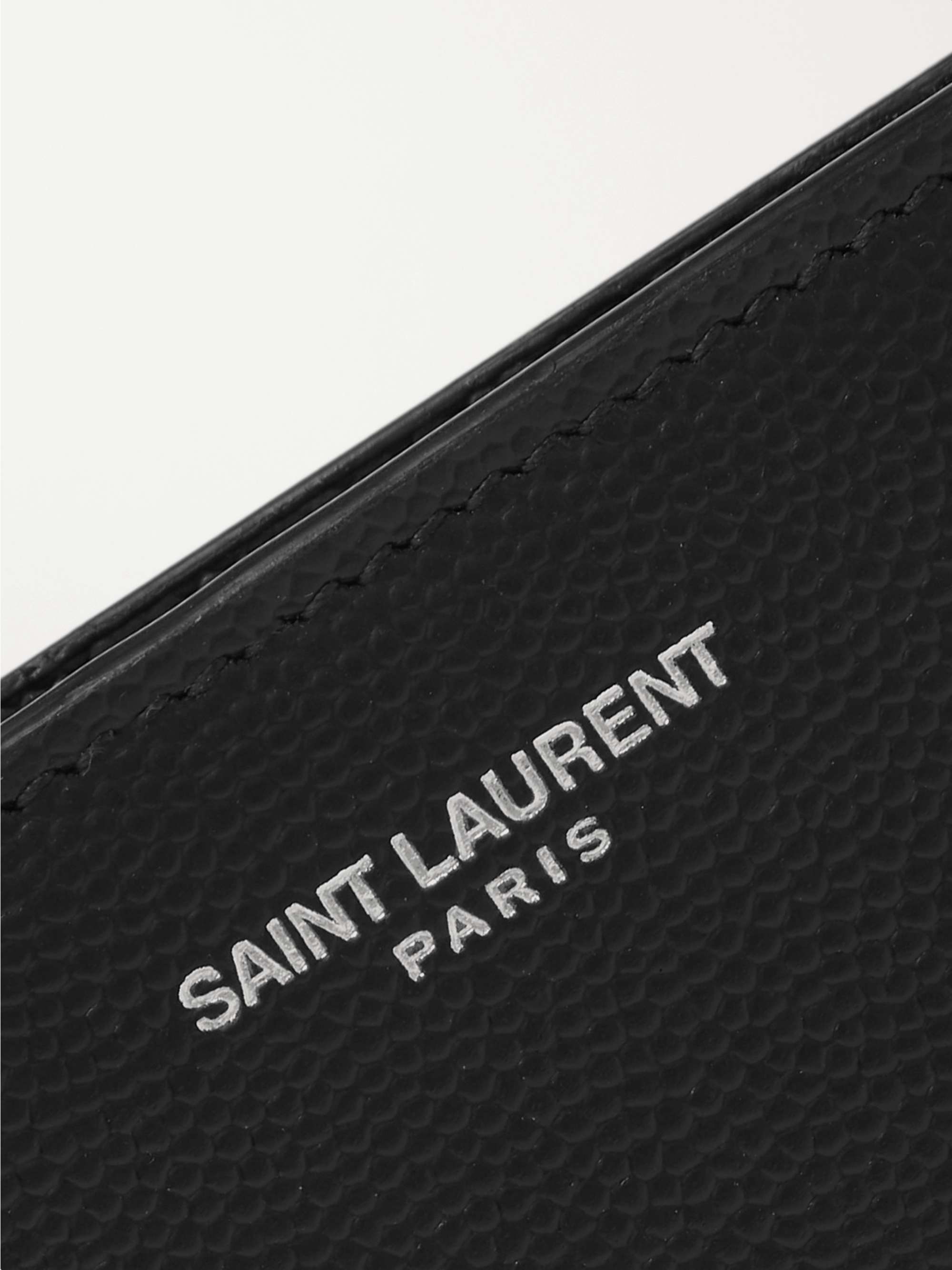 SAINT LAURENT Logo-Print Pebble-Grain Leather Billfold Wallet