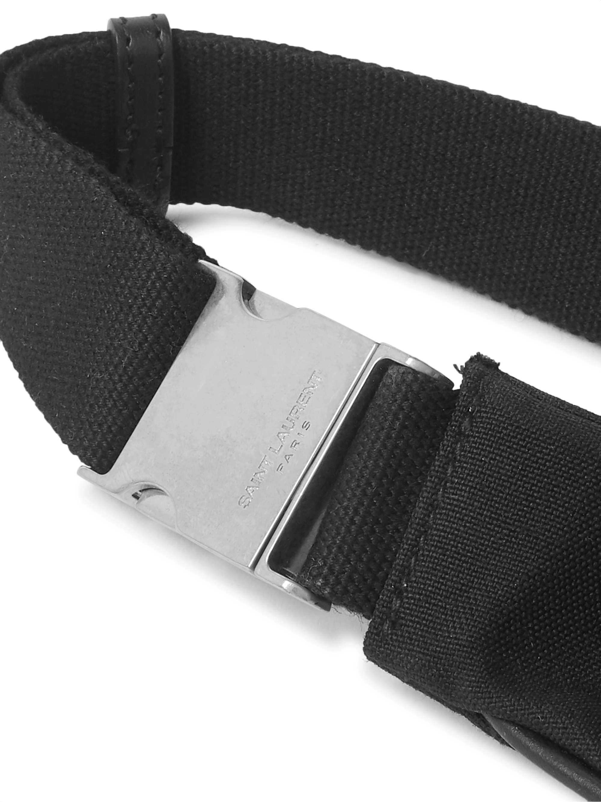 SAINT LAURENT Leather-Trimmed Canvas Belt Bag