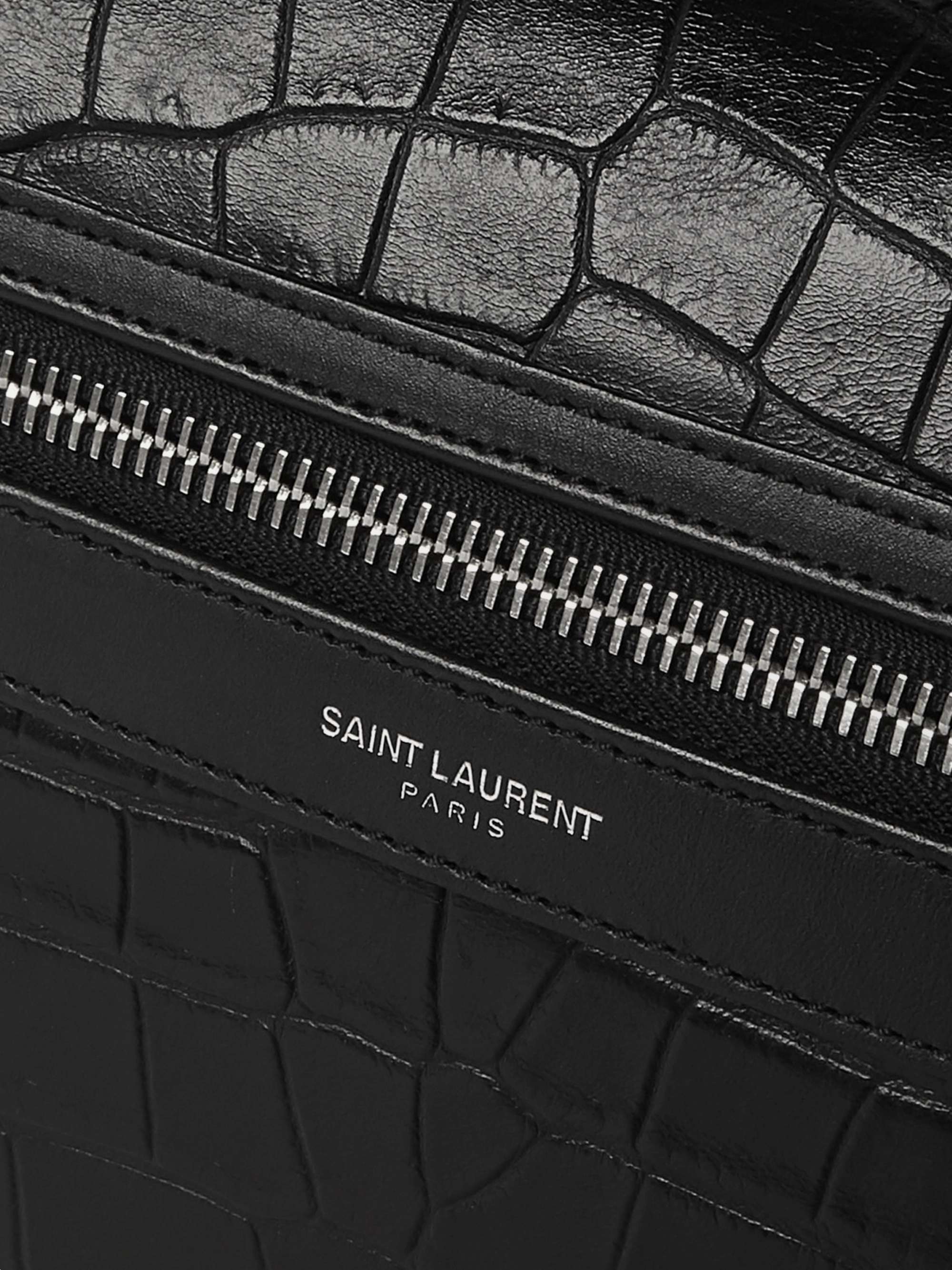 SAINT LAURENT City Croc-Effect Leather Backpack