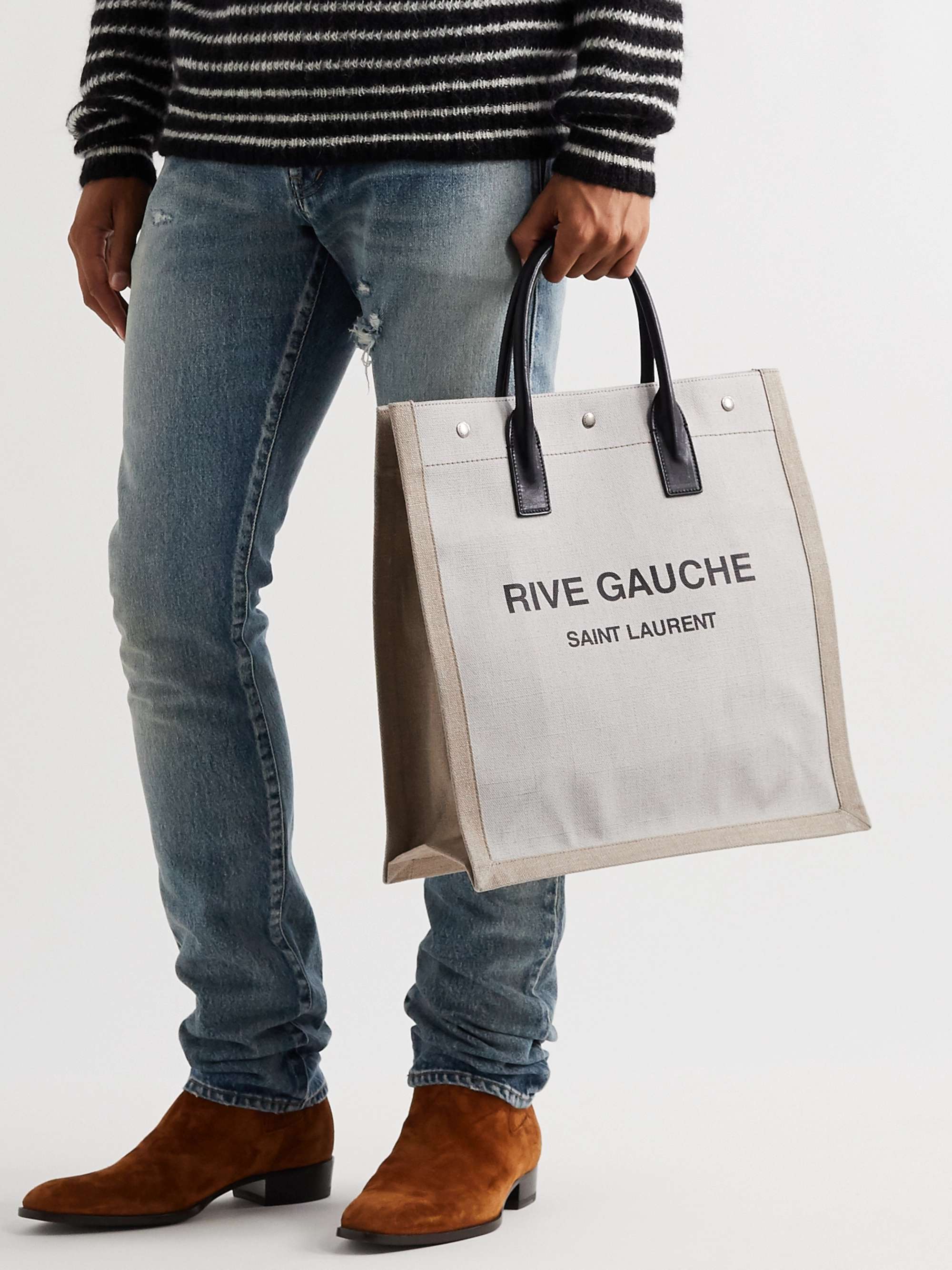 Noe Leather-Trimmed Logo-Print Canvas Tote Bag