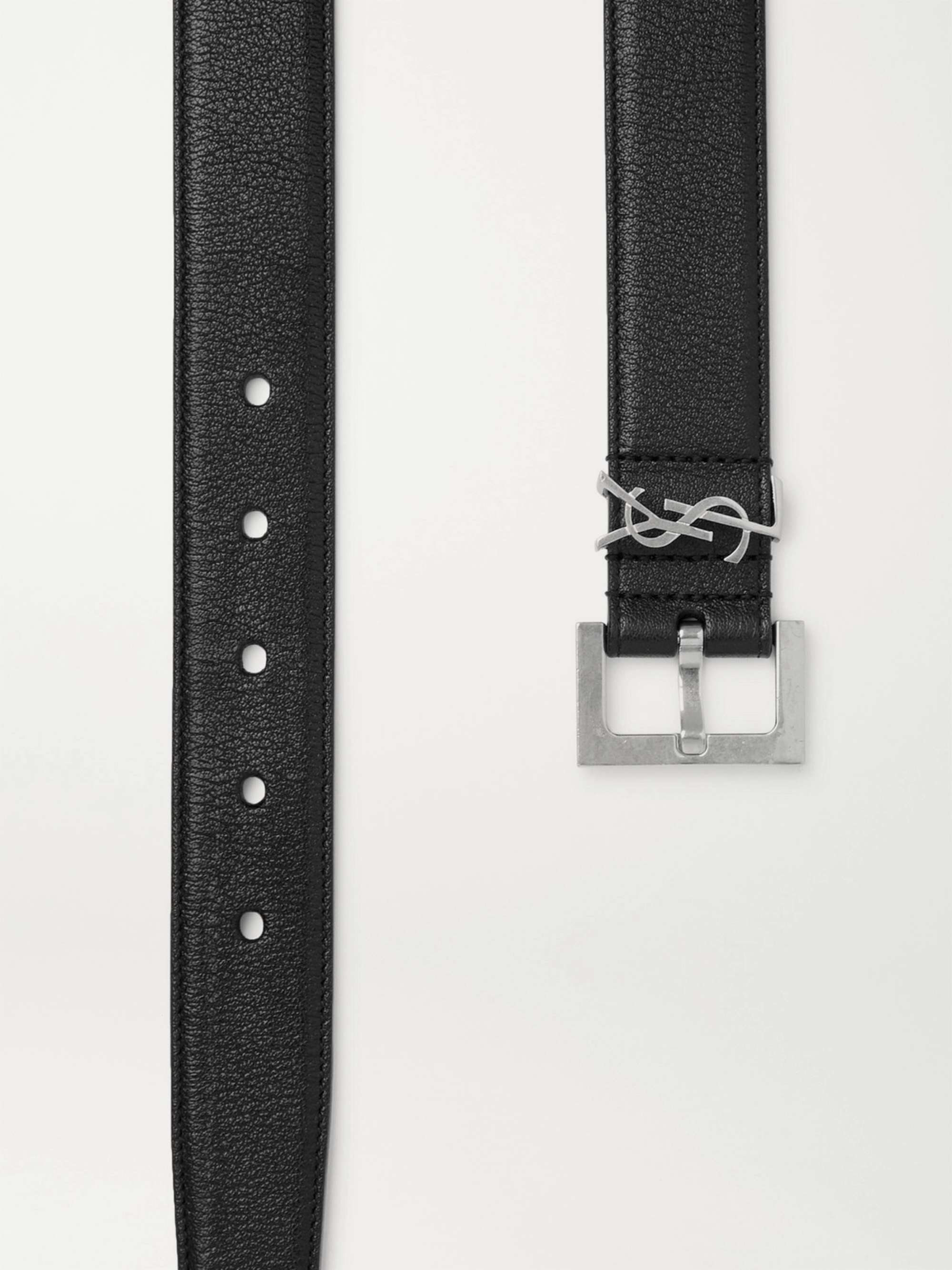 SAINT LAURENT 3cm Full-Grain Leather Belt