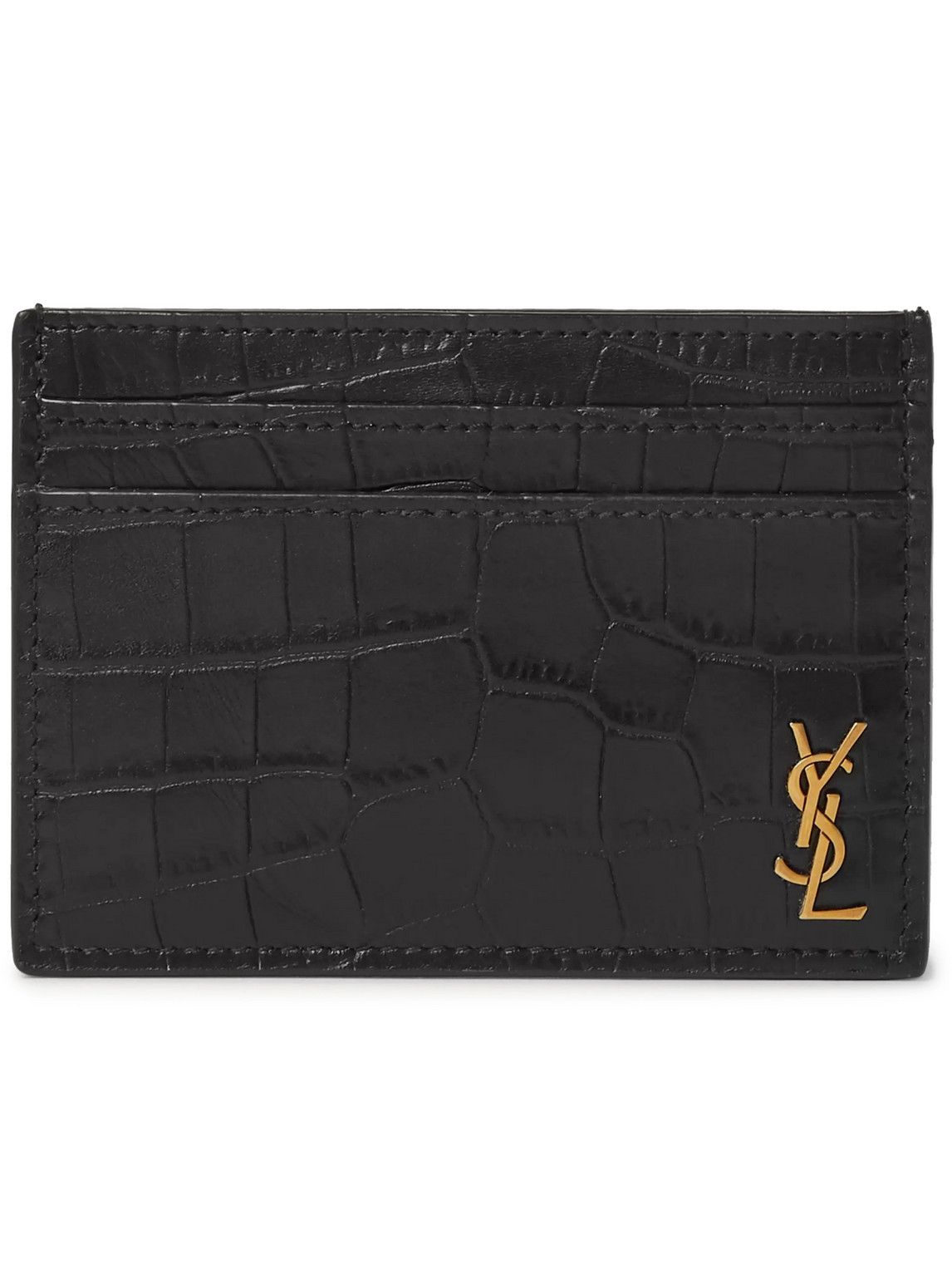 Logo-Appliquéd Croc-Effect Leather Cardholder