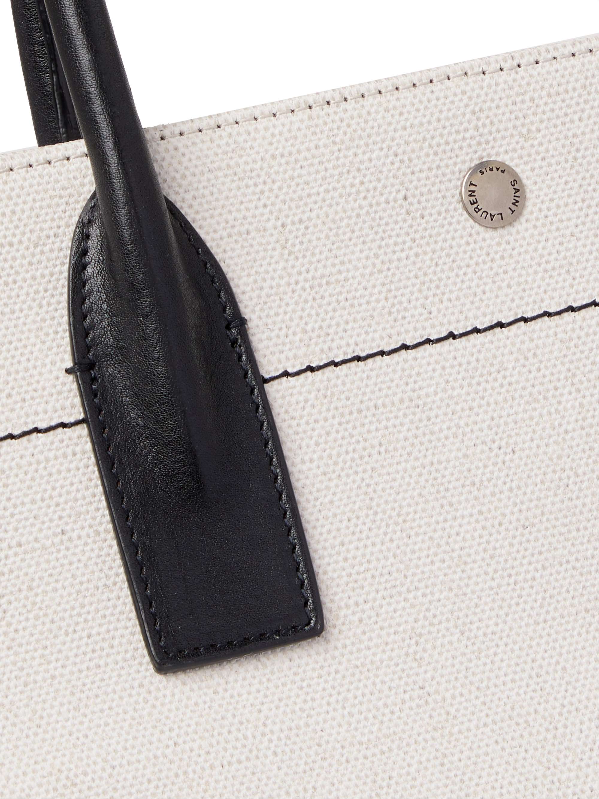 SAINT LAURENT Noe Logo-Print Leather-Trimmed Canvas Tote Bag