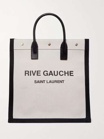 Saint Laurent Rive Gauche Cotton-canvas Tote Bag in Black/White Black for Men Mens Bags Tote bags 