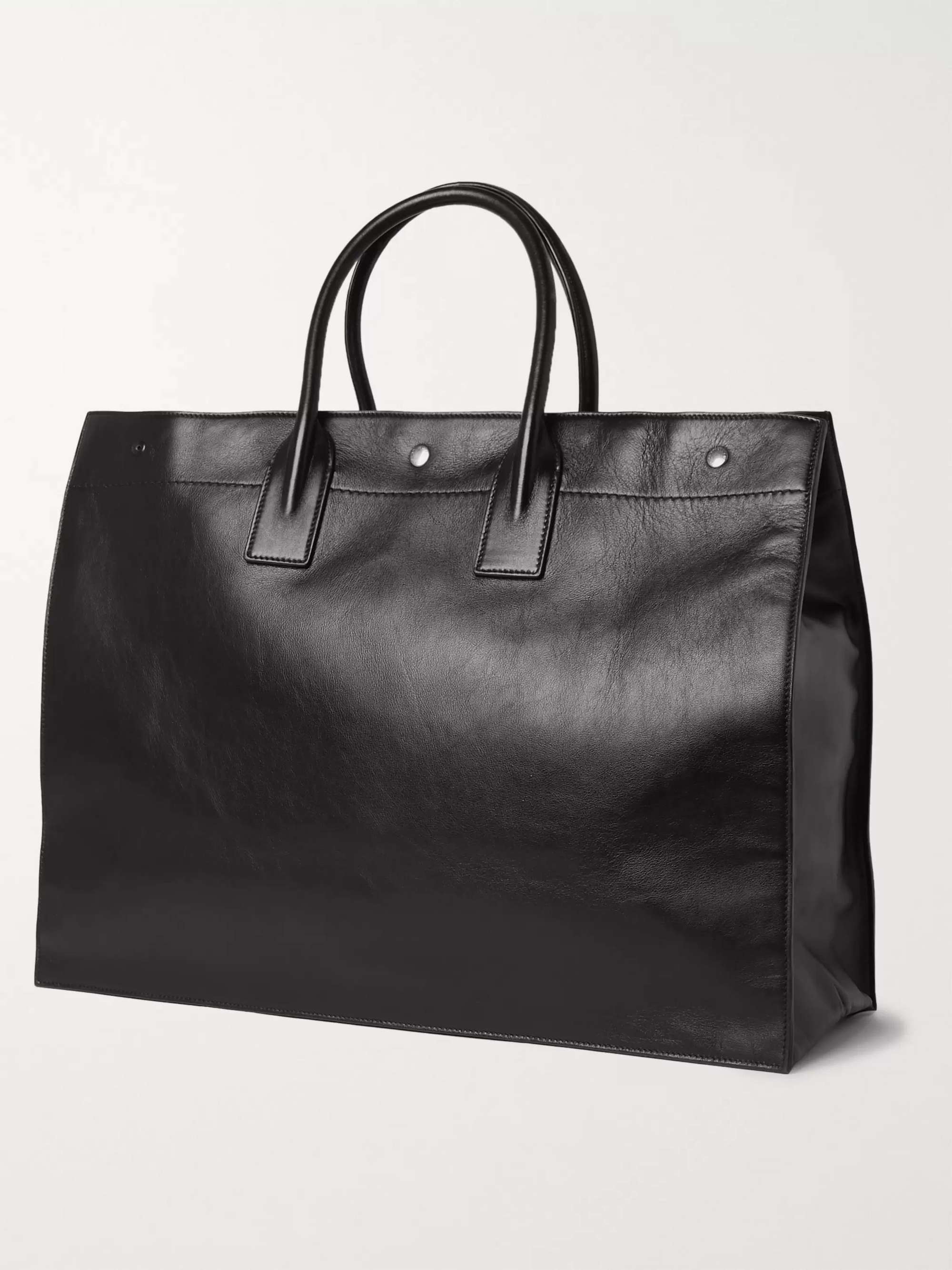 SAINT LAURENT Noe Logo-Embossed Leather Tote Bag