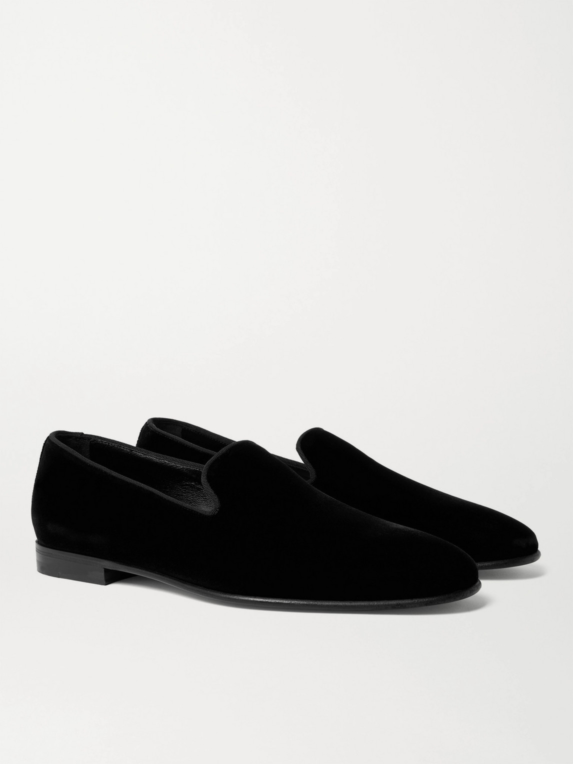 Manolo Blahnik Mario Grosgrain-trimmed Velvet Loafers In Black