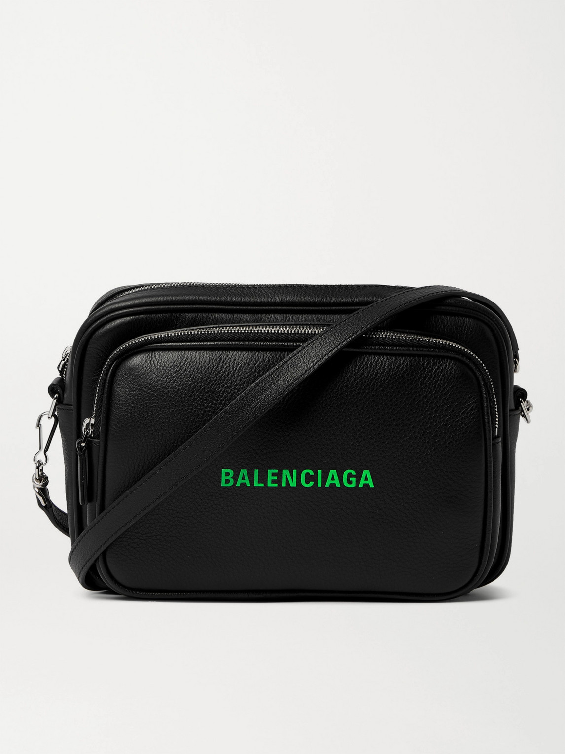 Balenciaga Logo-print Leather Messenger Bag In Black