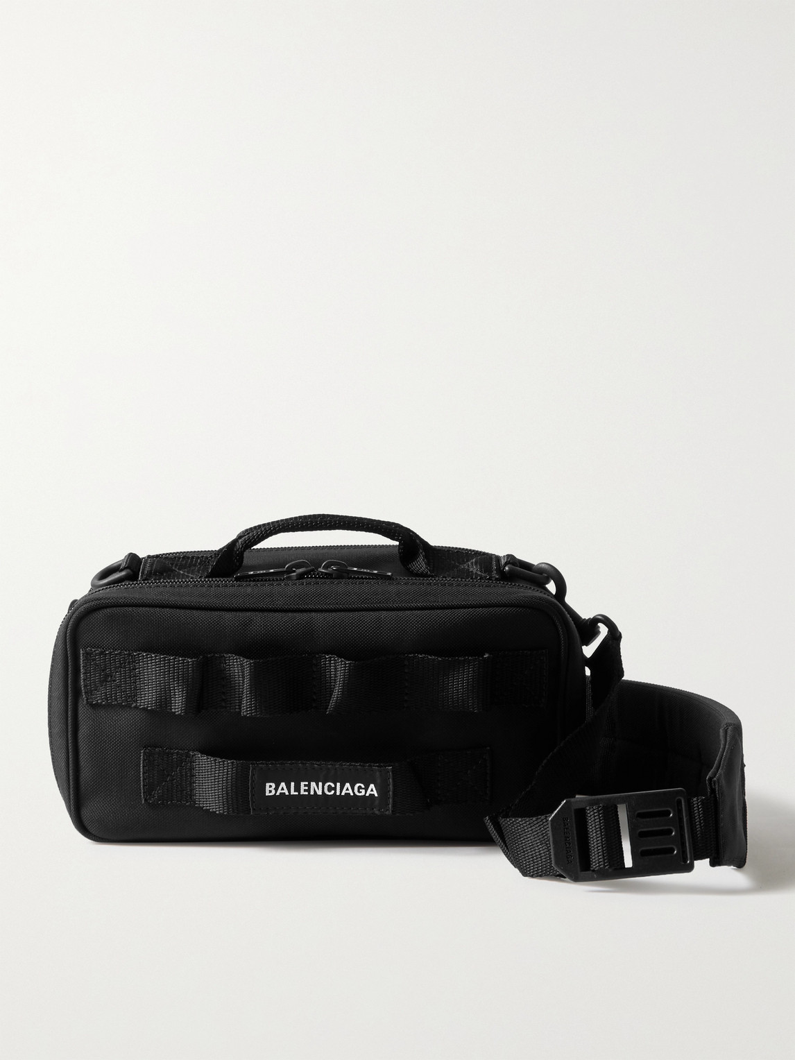 Balenciaga Logo-detailed Canvas Messenger Bag In Black