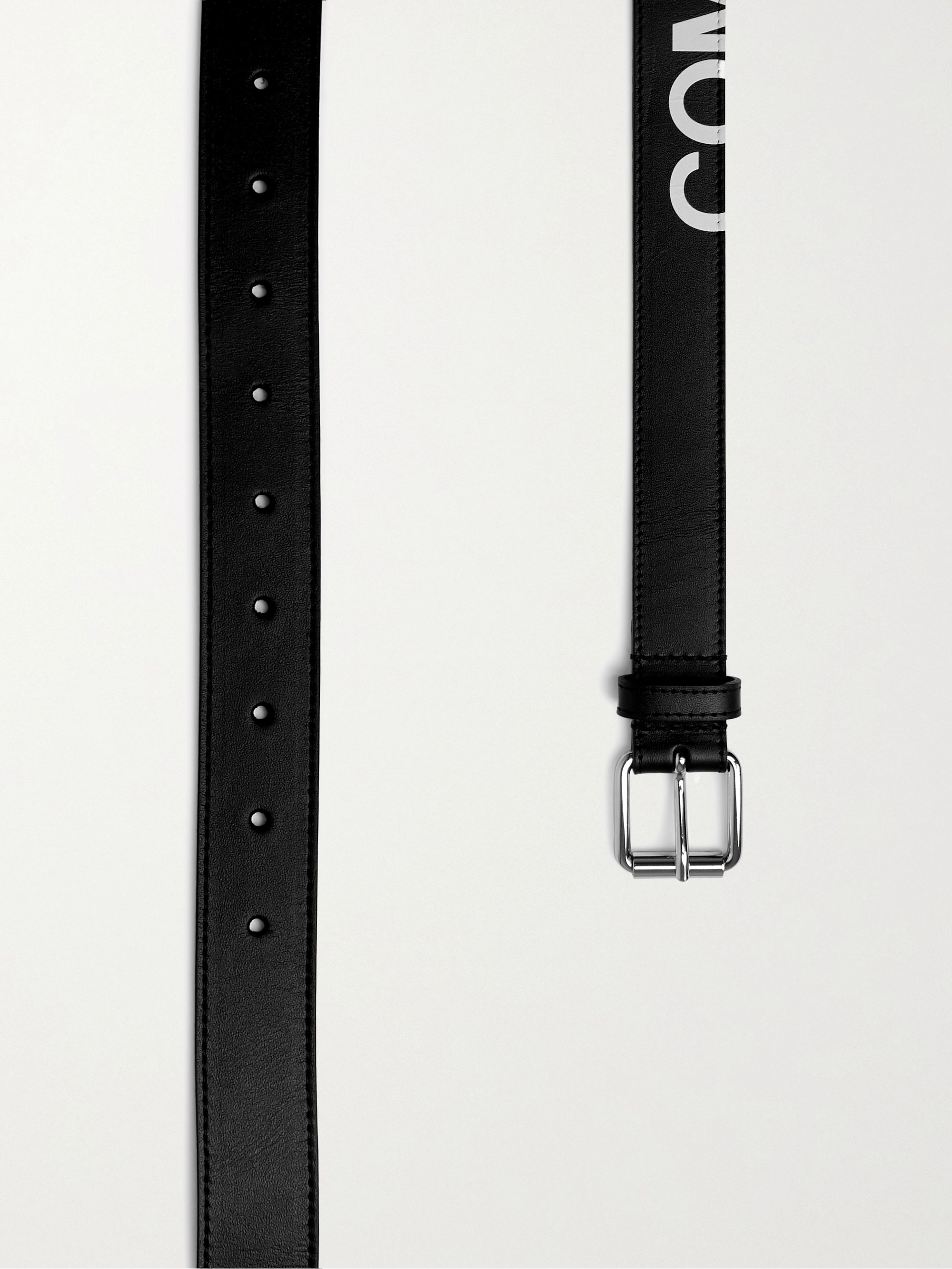 Black 3cm Logo-Print Leather Belt | COMME DES GARÇONS | MR PORTER