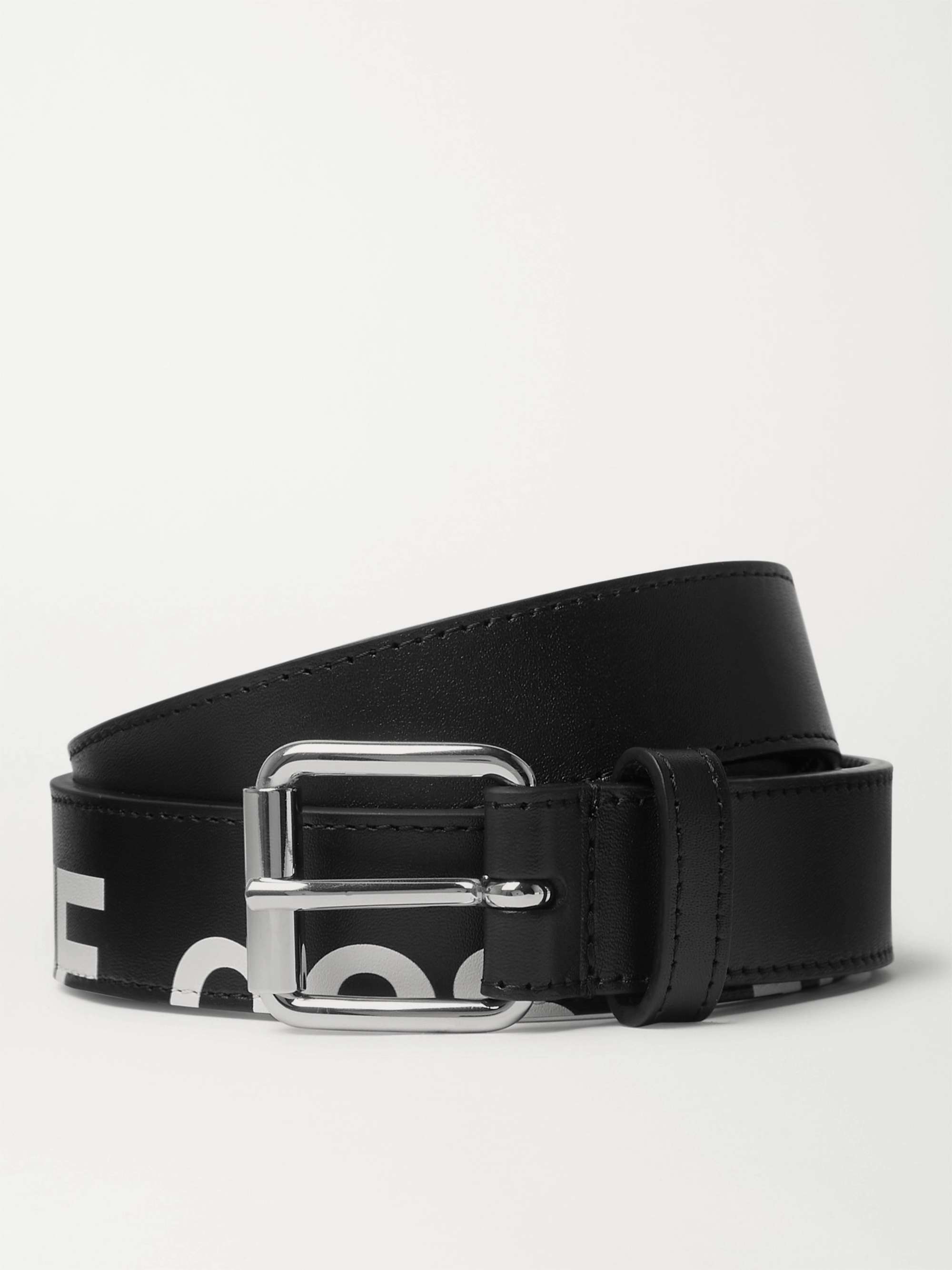 COMME DES GARÇONS 3cm Logo-Print Leather Belt