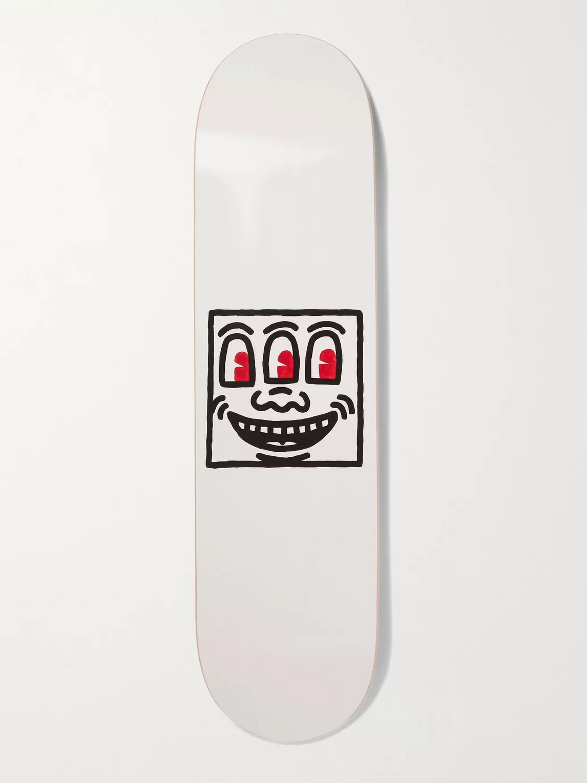 The Skateroom Keith Haring Untitled (smile) Printed Wooden Skateboard In White