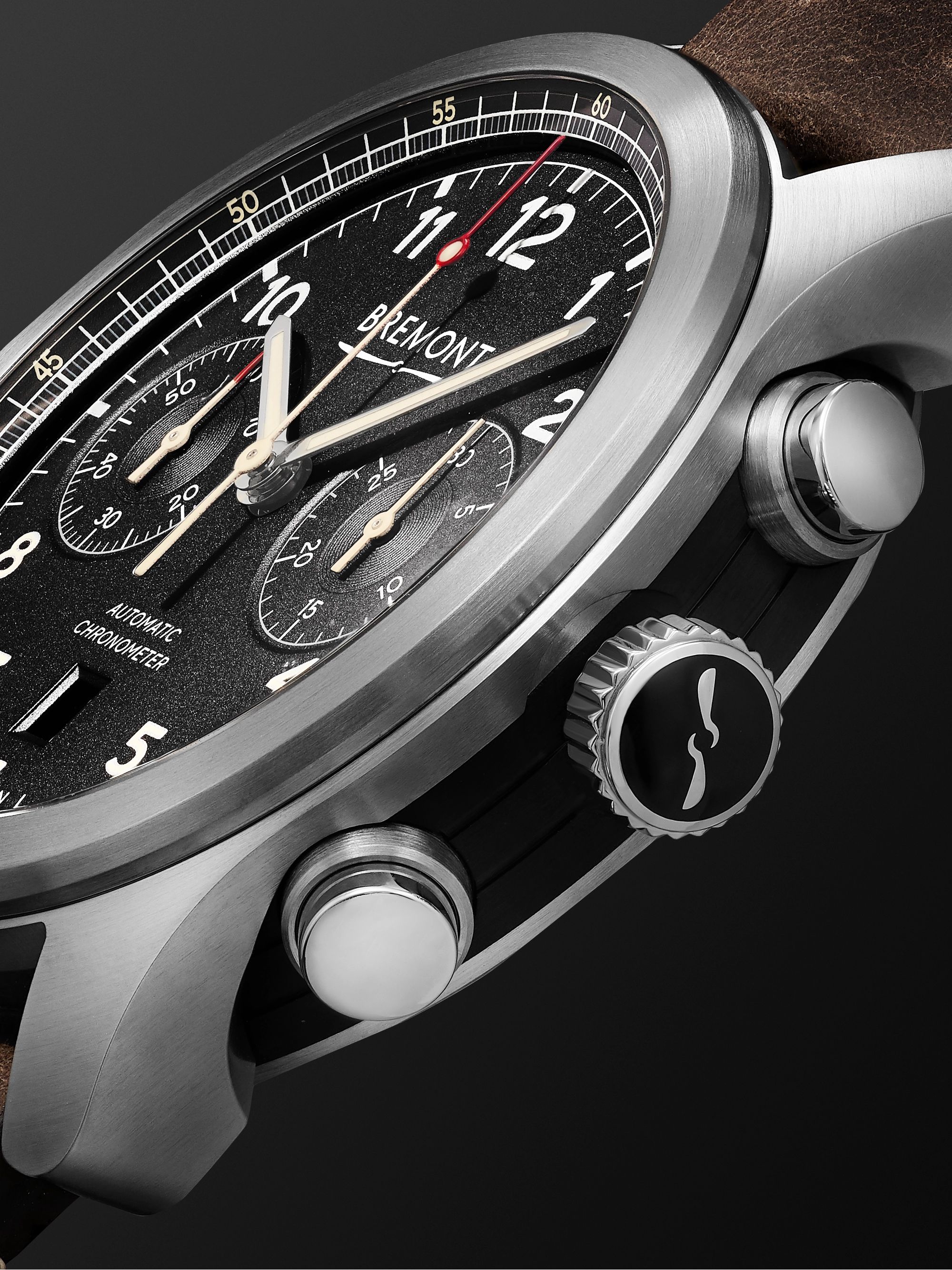 BREMONT ALT1-C Griffon Automatic Chronograph 43mm Stainless Steel and Leather Watch, Ref. No. ALT1-C-GRIFFON-R-S