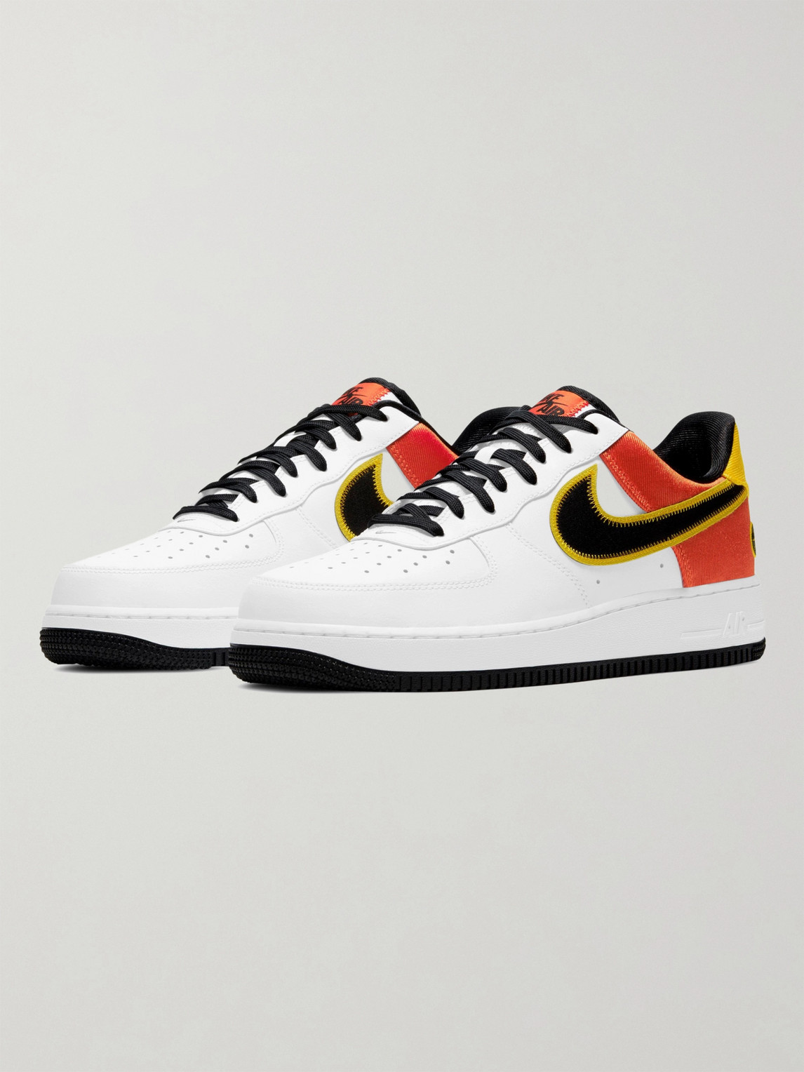 NIKE AIR FORCE 1 07 LV8 RAYGUNS SATIN-TRIMMED LEATHER SNEAKERS