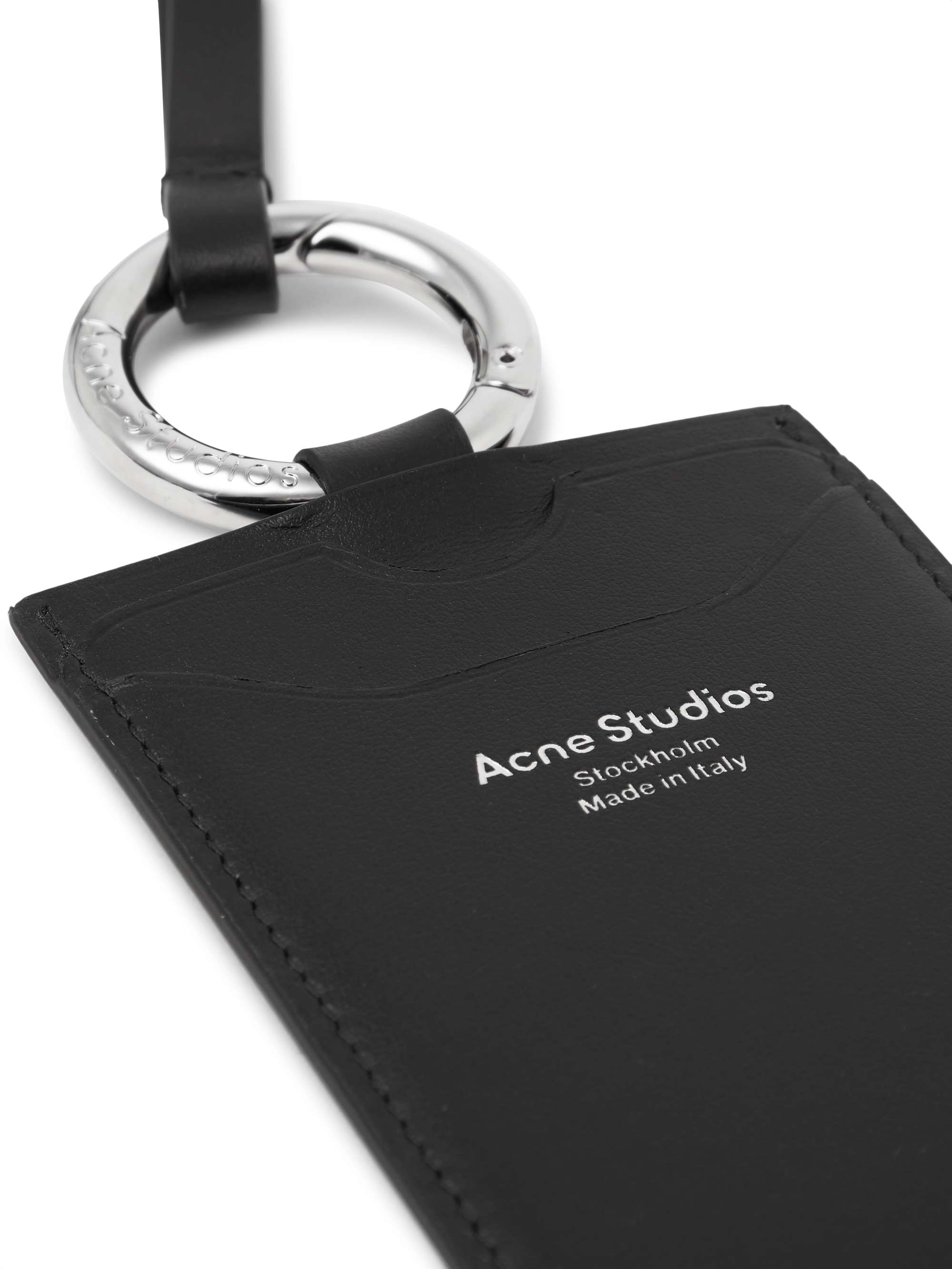 ACNE STUDIOS Logo-Print Leather Cardholder with Lanyard
