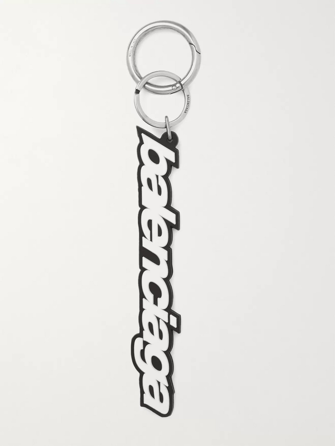 Balenciaga Logo-debossed Rubber Key Fob In White
