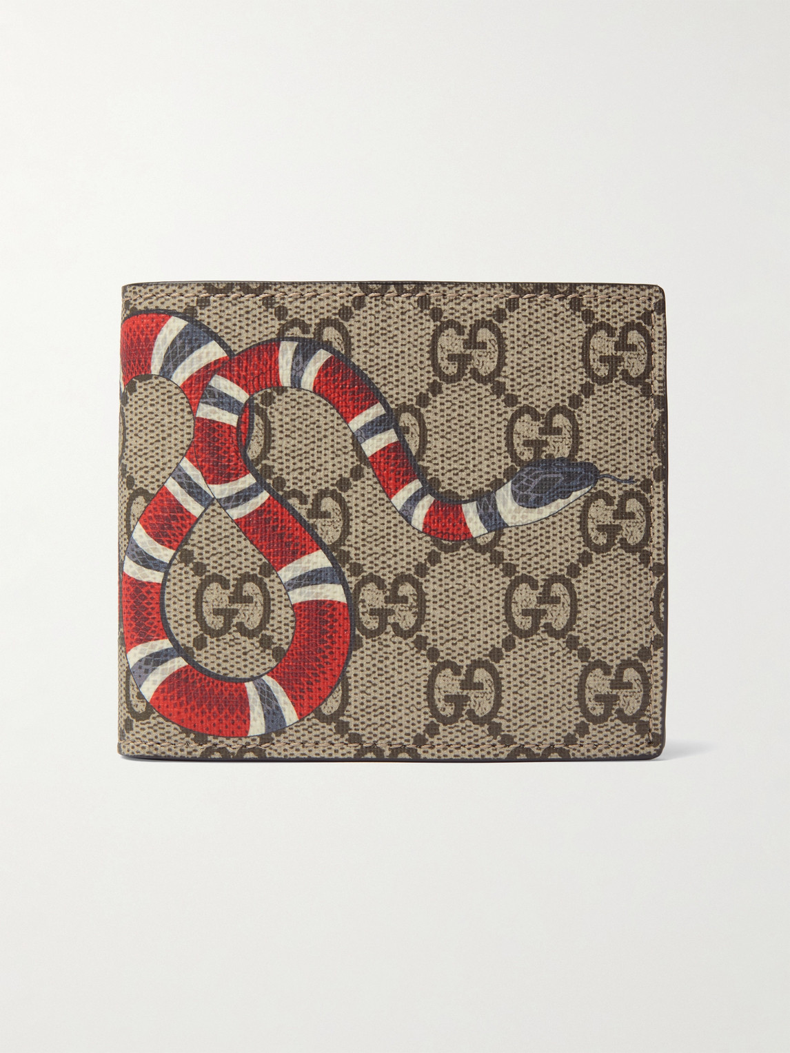 Gucci Printed Monogrammed Coated-canvas And Leather Billfold Wallet In Brown