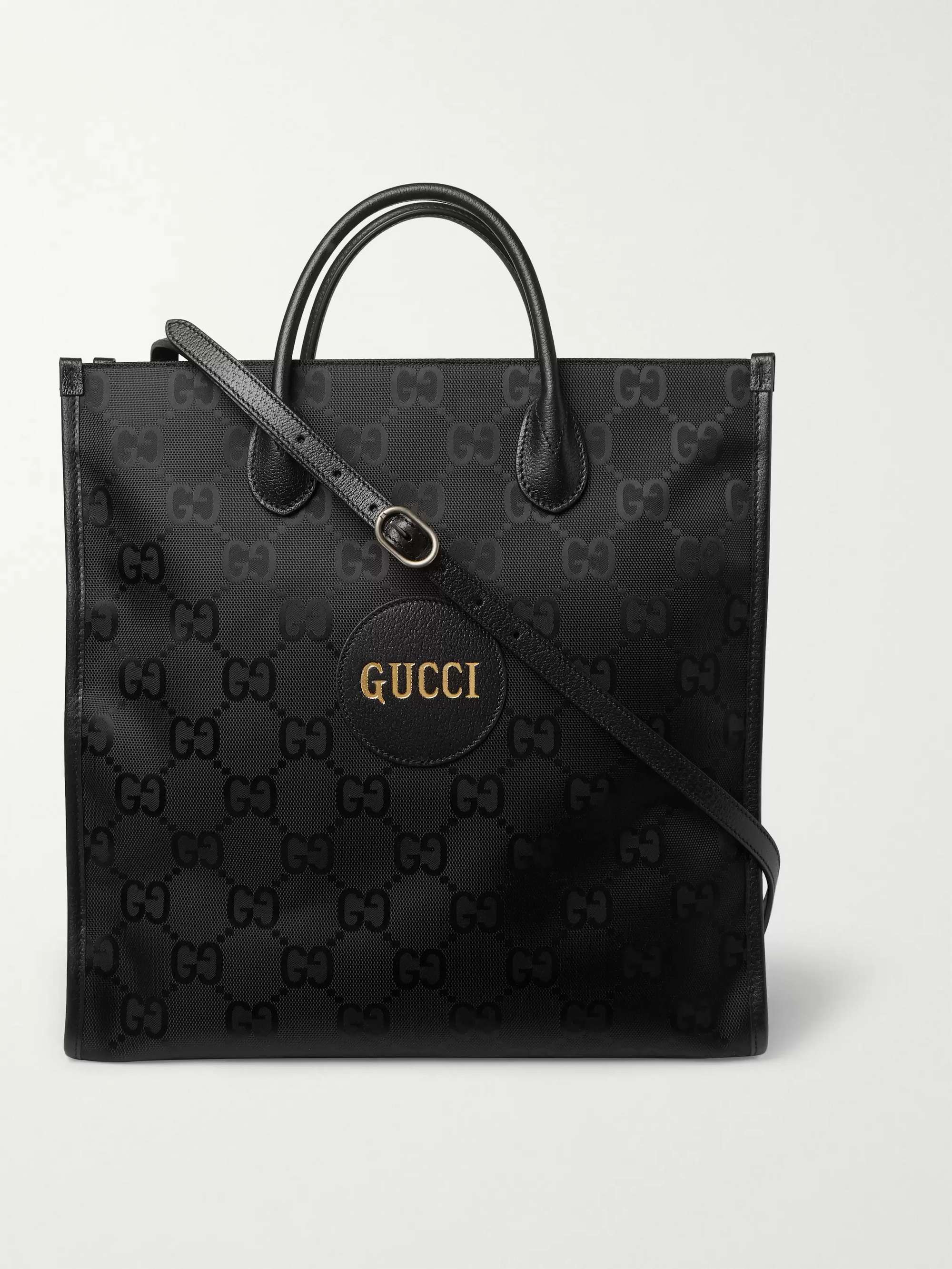GUCCI Off the Grid Leather-Trimmed Monogrammed ECONYL Canvas Tote Bag