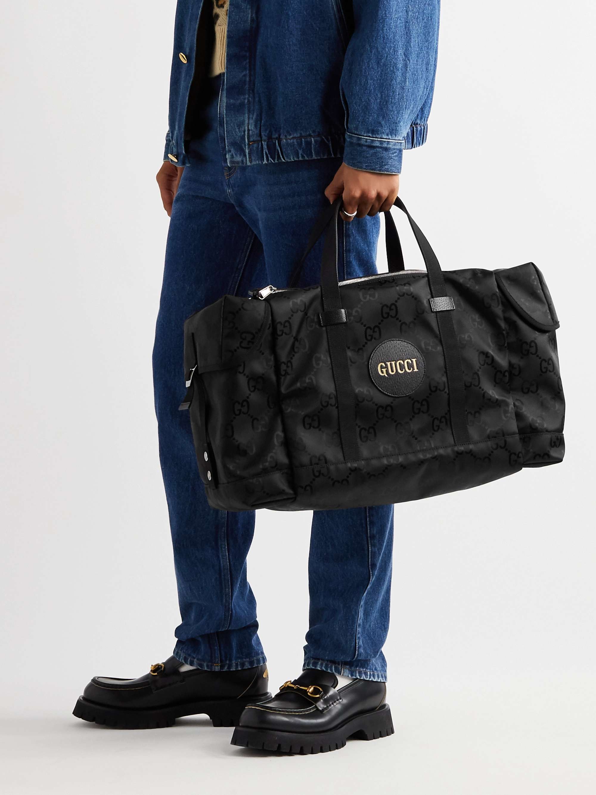 GUCCI Off the Grid Leather-Trimmed Monogrammed ECONYL Canvas Duffle Bag