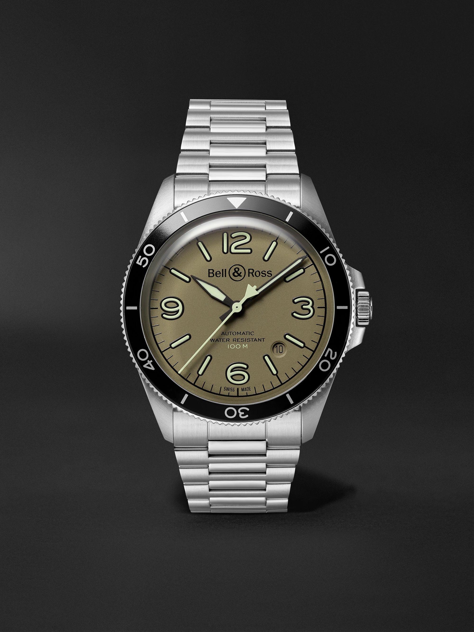 BELL & ROSS BR V2-92 Military Green Automatic 41mm Stainless Steel Watch, Ref. No. BRV292-MKA-ST/SST
