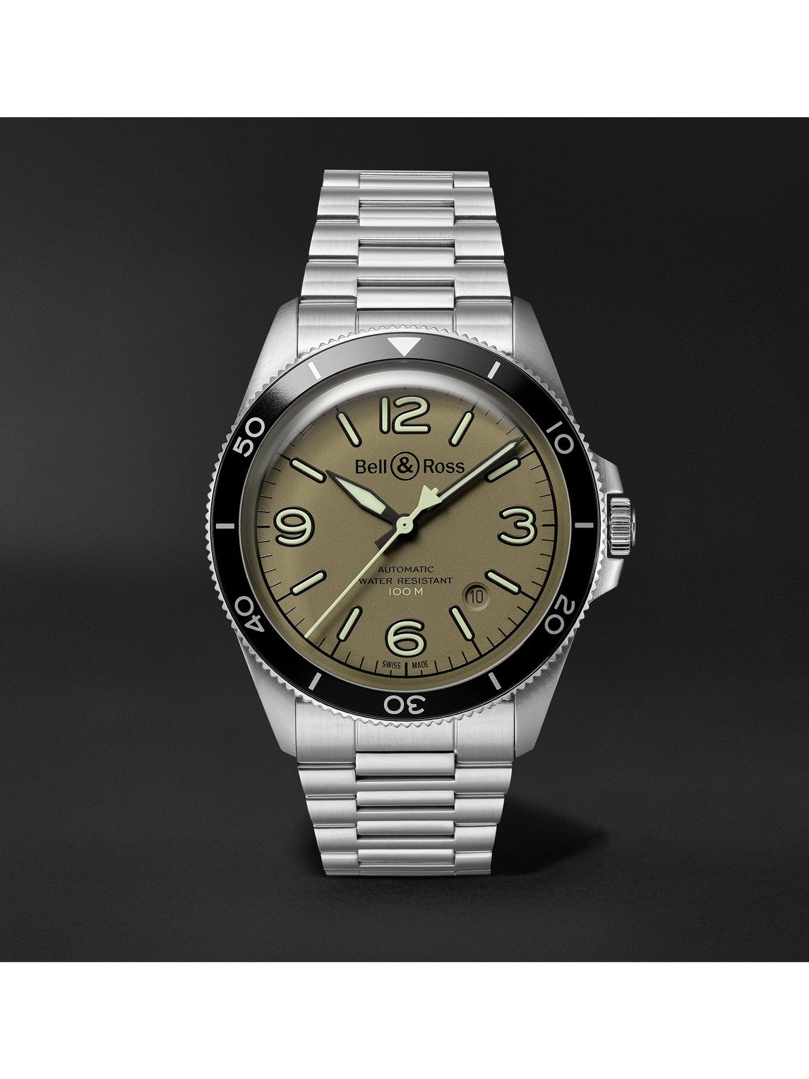 BR V2-92 Military Green Automatic 41mm Stainless Steel Watch, Ref. No. BRV292-MKA-ST/SST