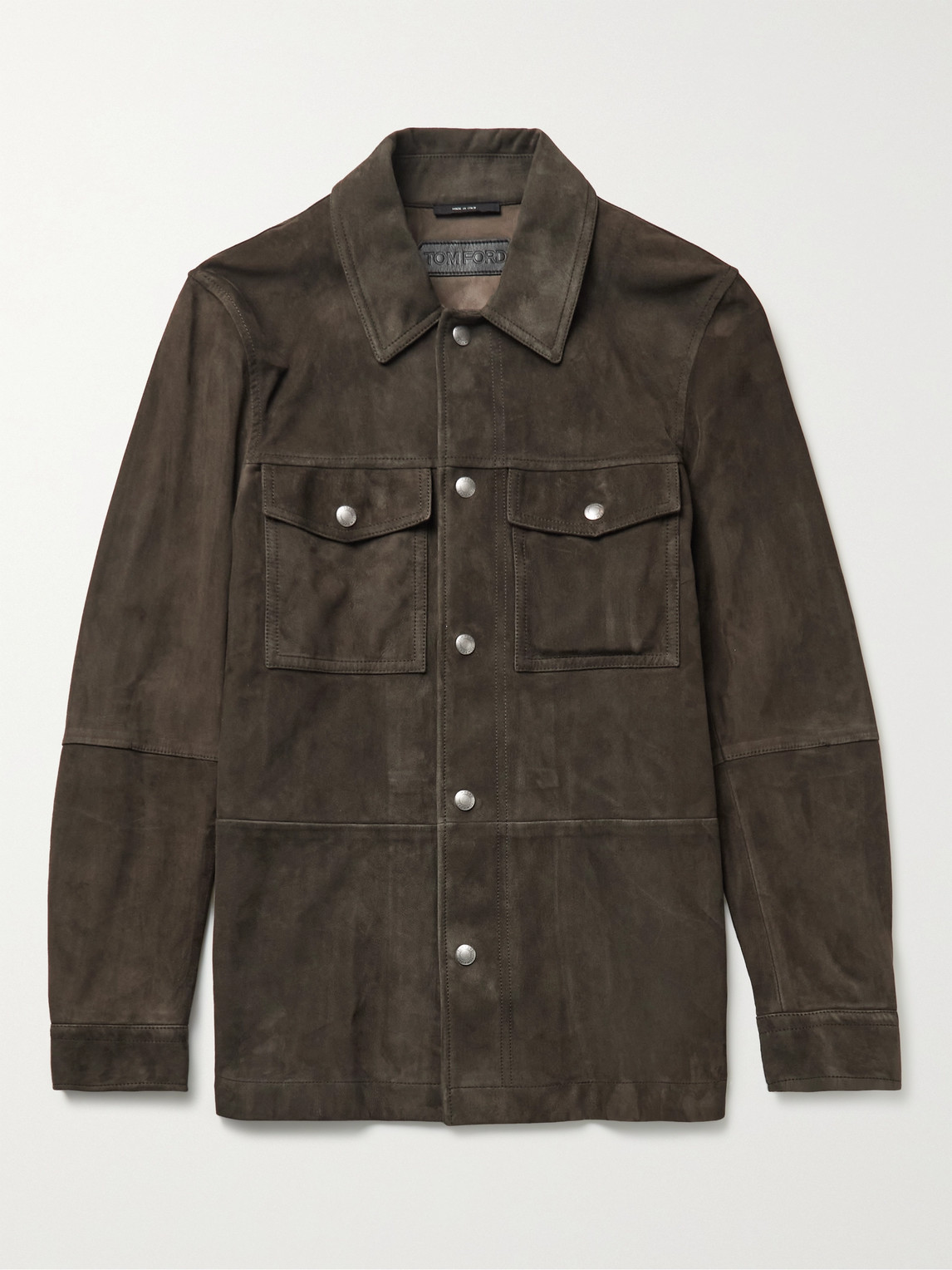 Tom Ford Men's Suede Button-down Shirt Jacket In Brown