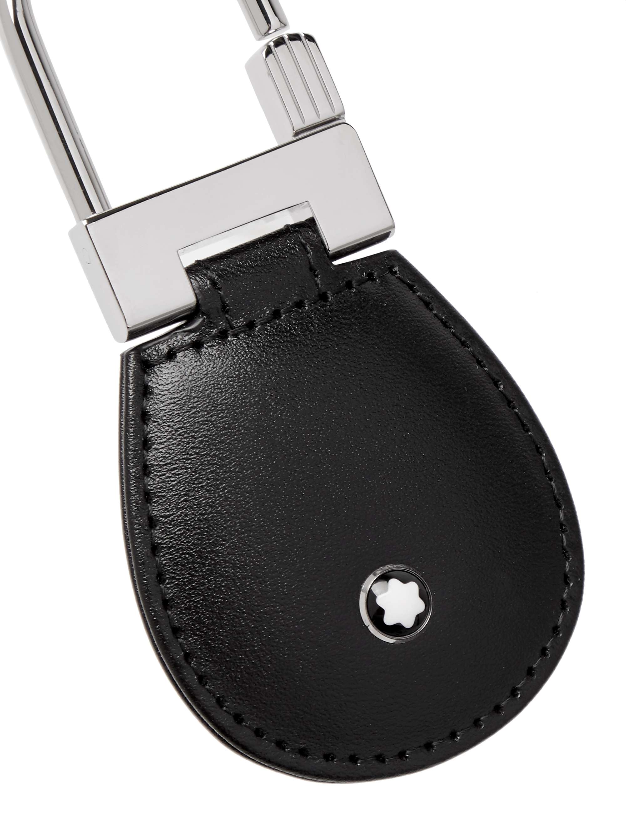 MONTBLANC Meisterstück Leather and Palladium-Plated Key Fob