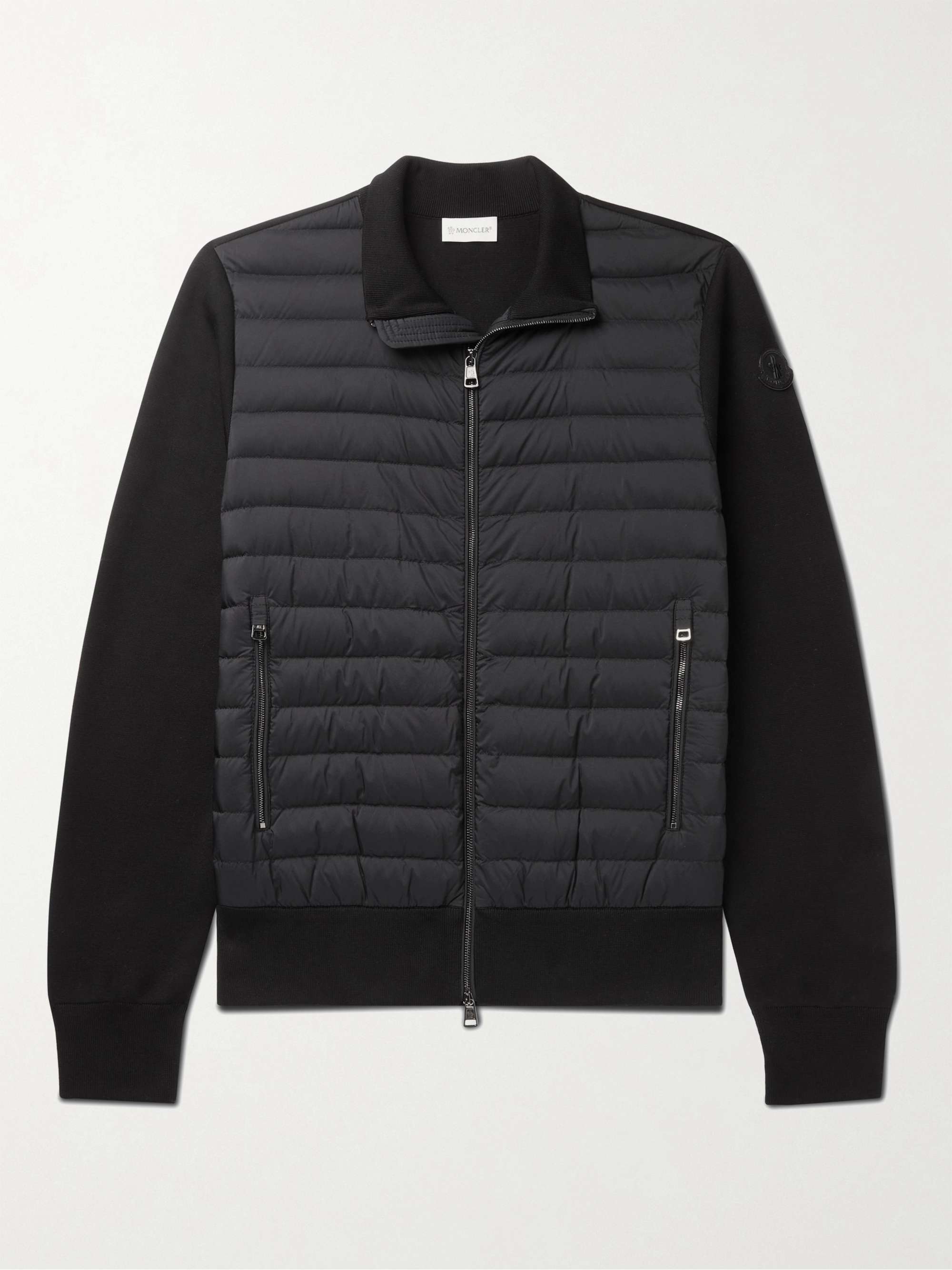 MONCLER Slim-Fit Panelled Cotton-Blend and Quilted Shell Down Zip-Up Cardigan