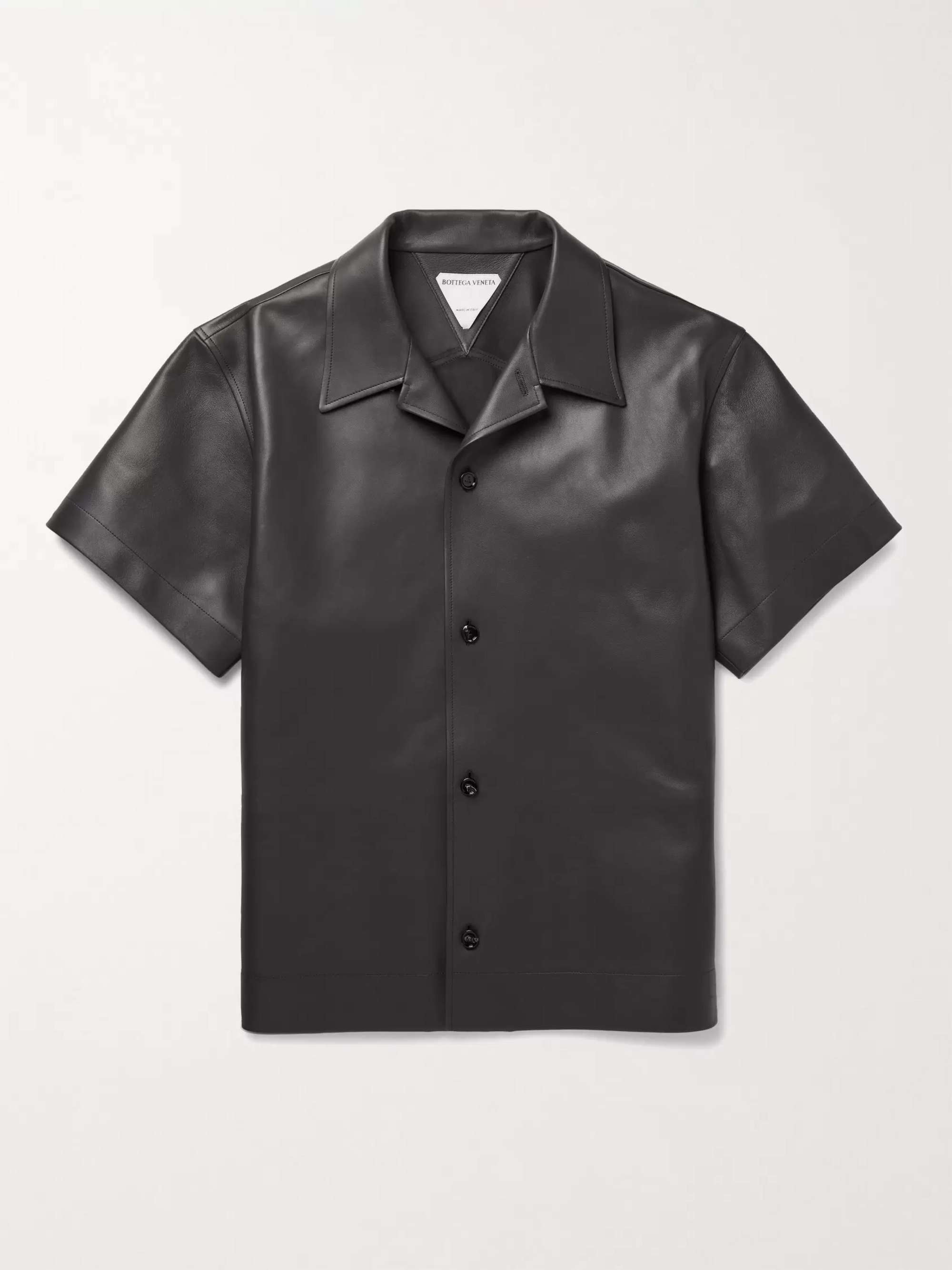 BOTTEGA VENETA Convertible-Collar Leather Shirt
