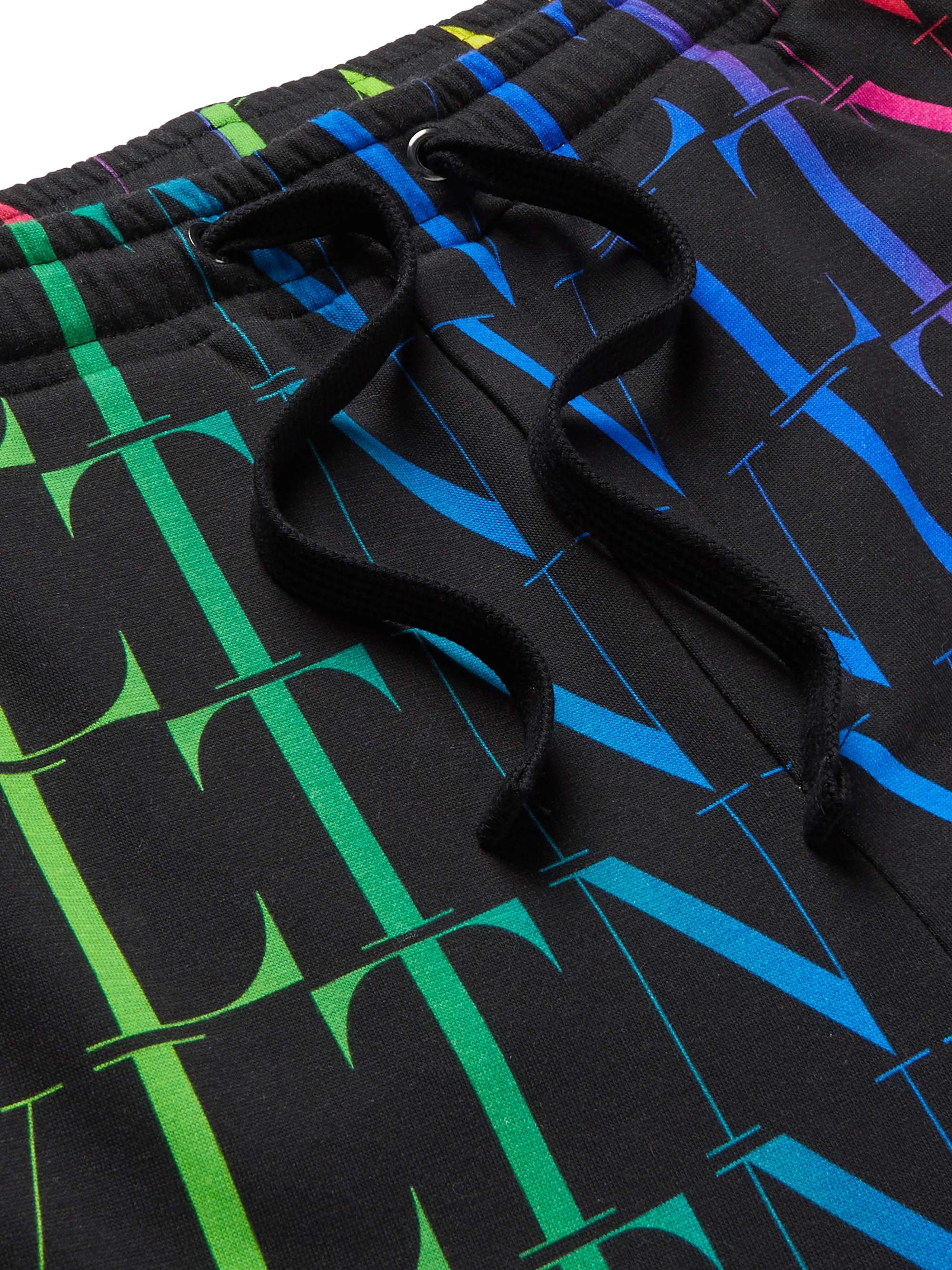 VALENTINO Logo-Print Loopback Cotton-Blend Jersey Drawstring Bermuda Shorts