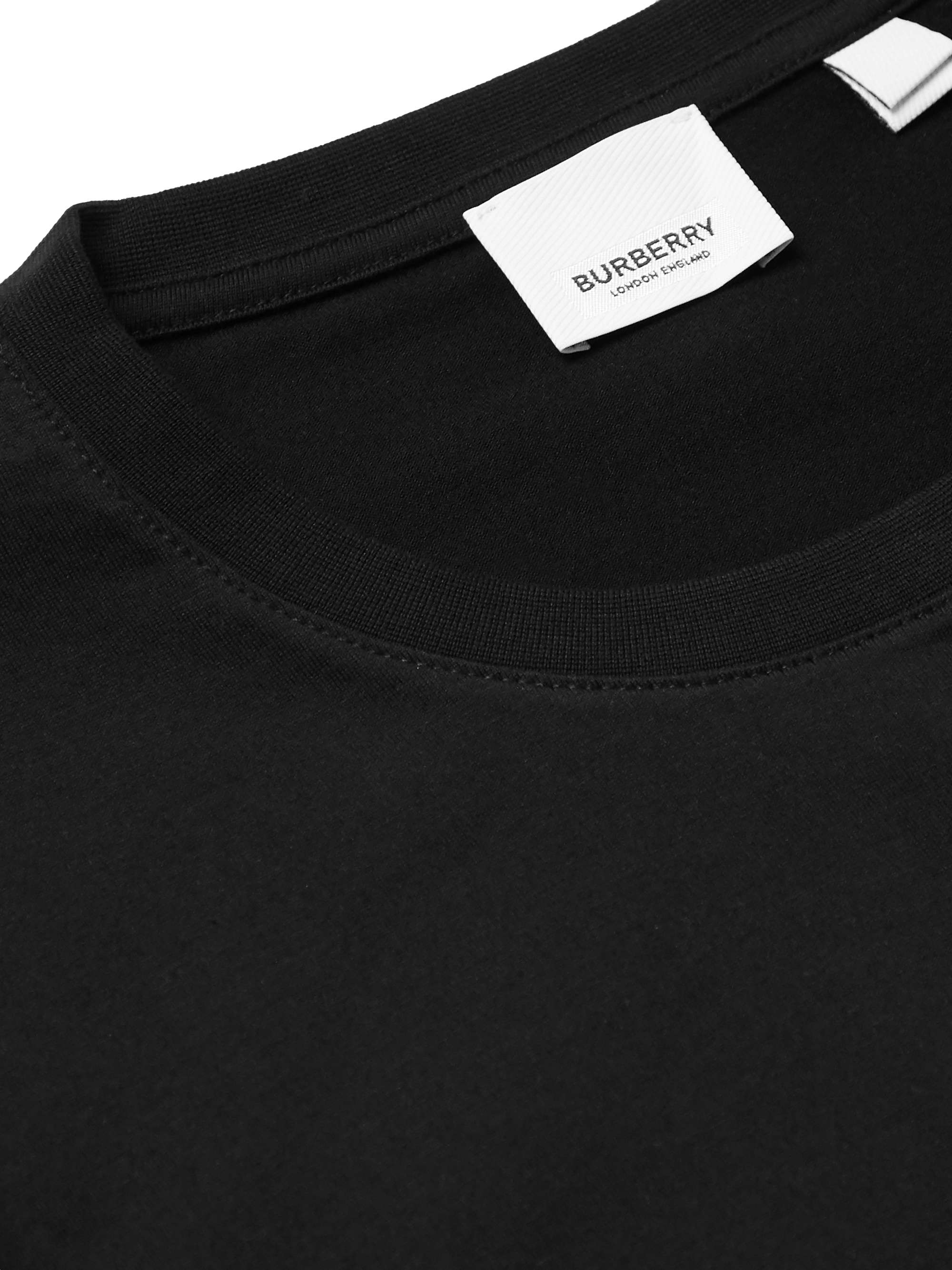 Black Logo-Embroidered Cotton-Jersey T-Shirt | BURBERRY | MR PORTER