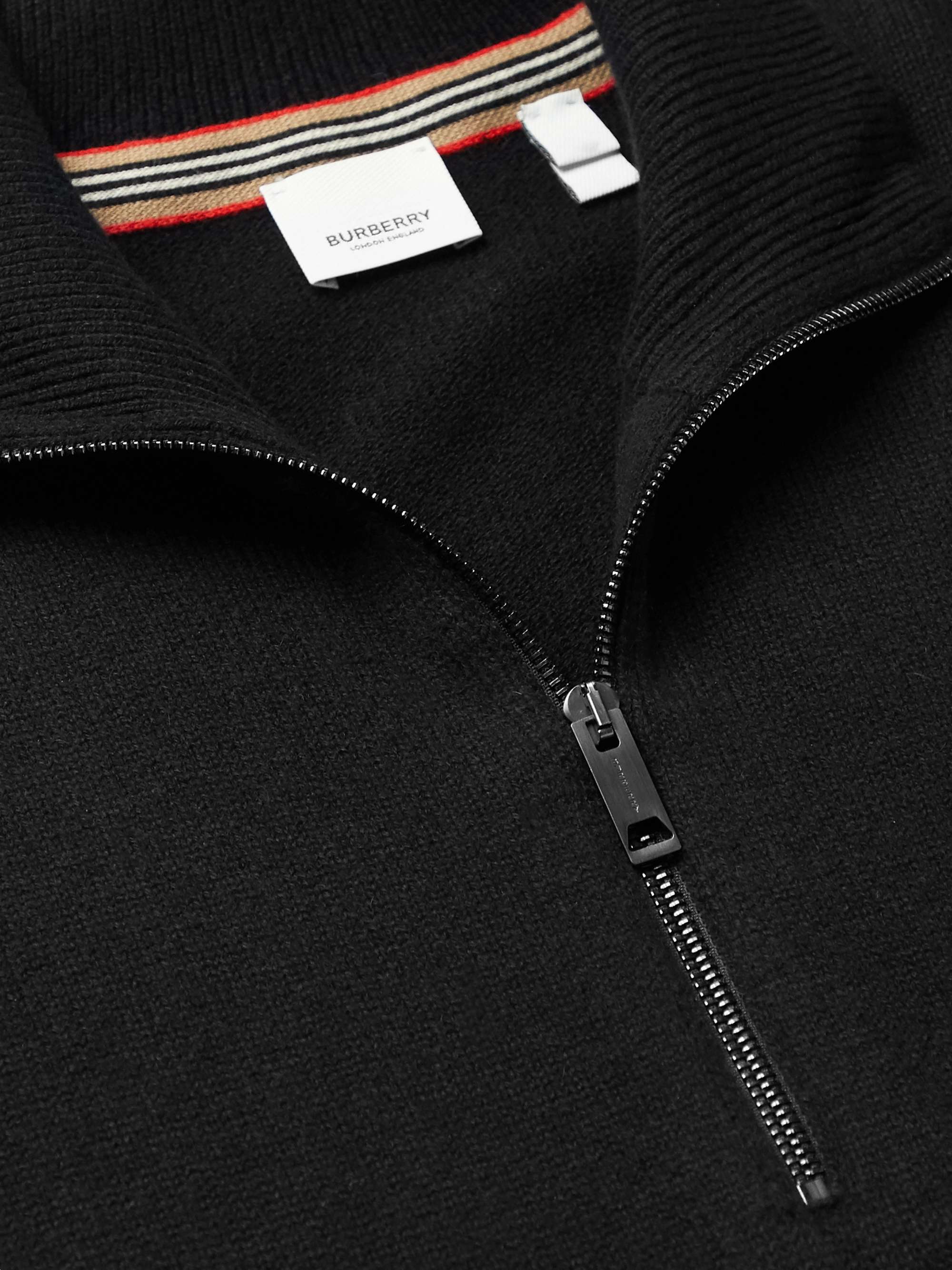 BURBERRY Logo-Embroidered Cashmere Half-Zip Sweater