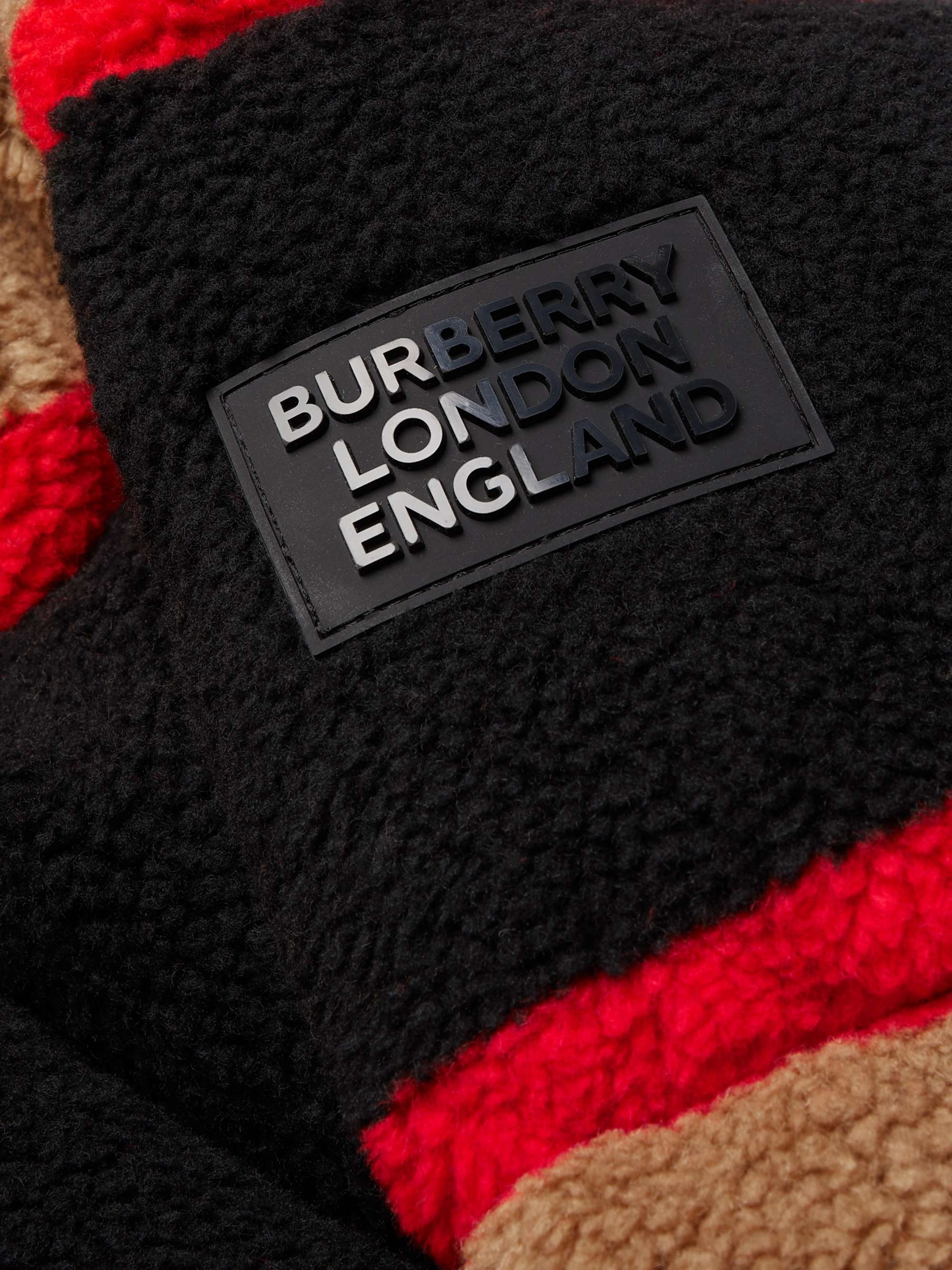 BURBERRY Logo-Appliquéd Striped Fleece Down Jacket