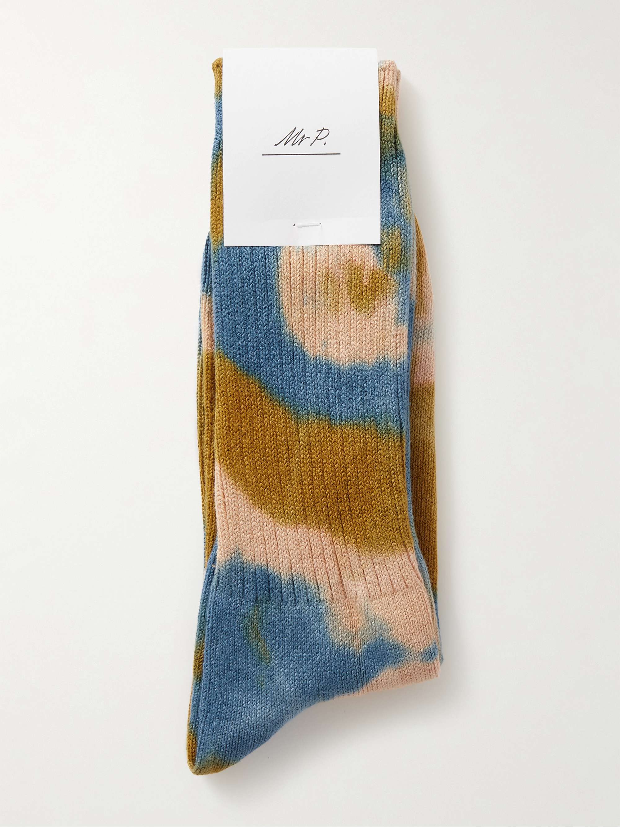 MR P. Ribbed Tie-Dyed Cotton-Blend Socks