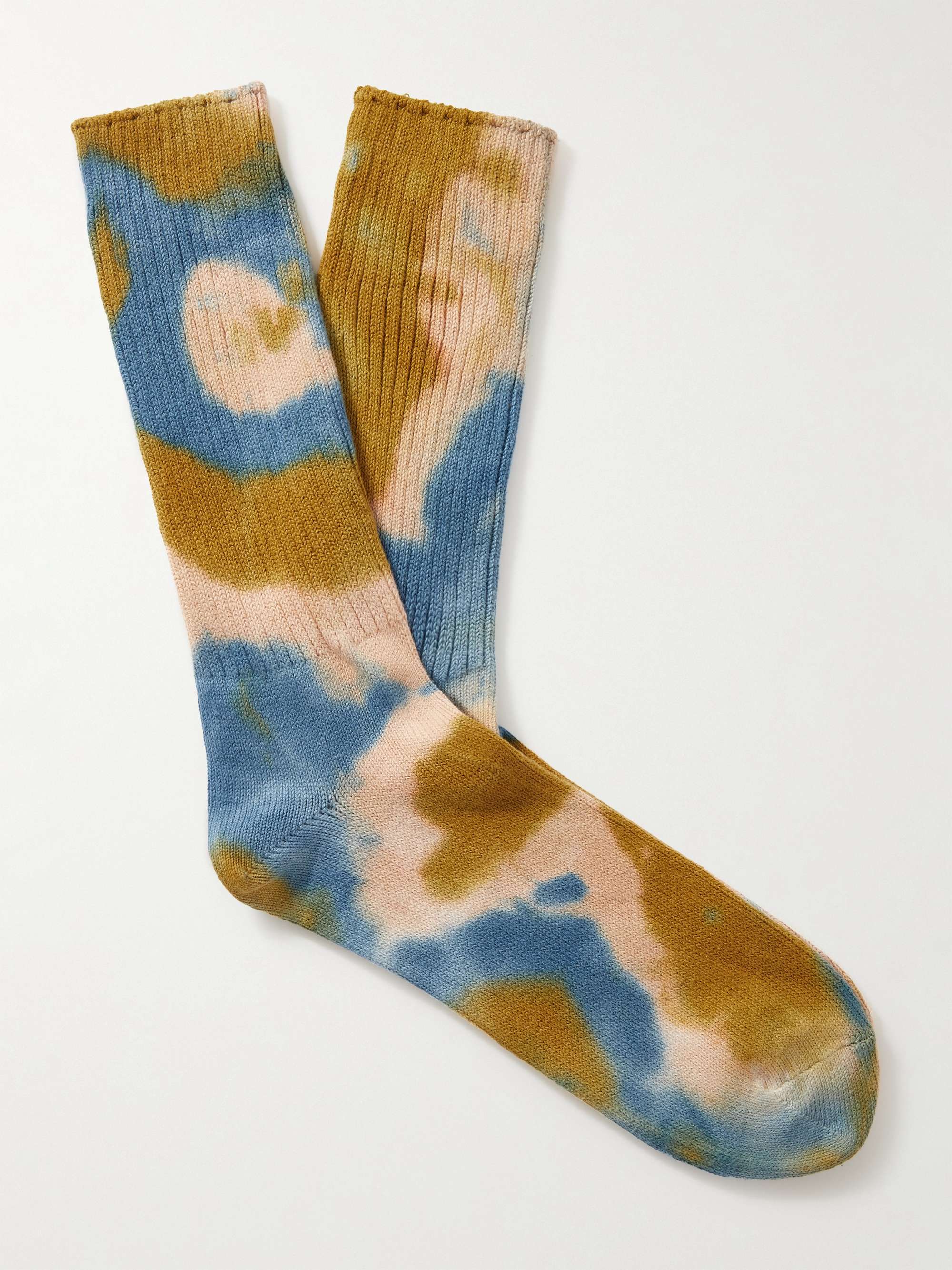 MR P. Ribbed Tie-Dyed Cotton-Blend Socks