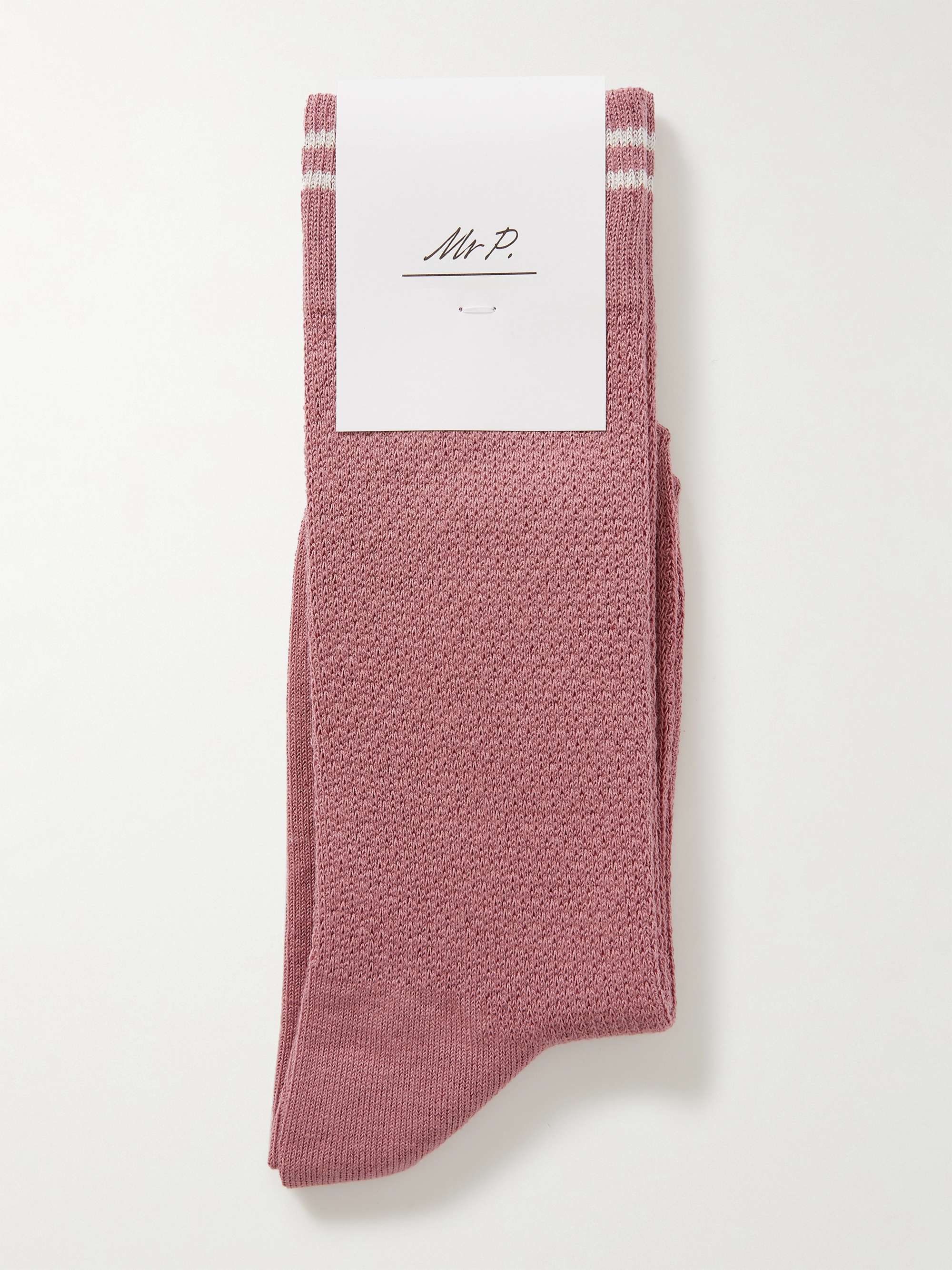 MR P. Striped Cotton-Blend Piqué Socks