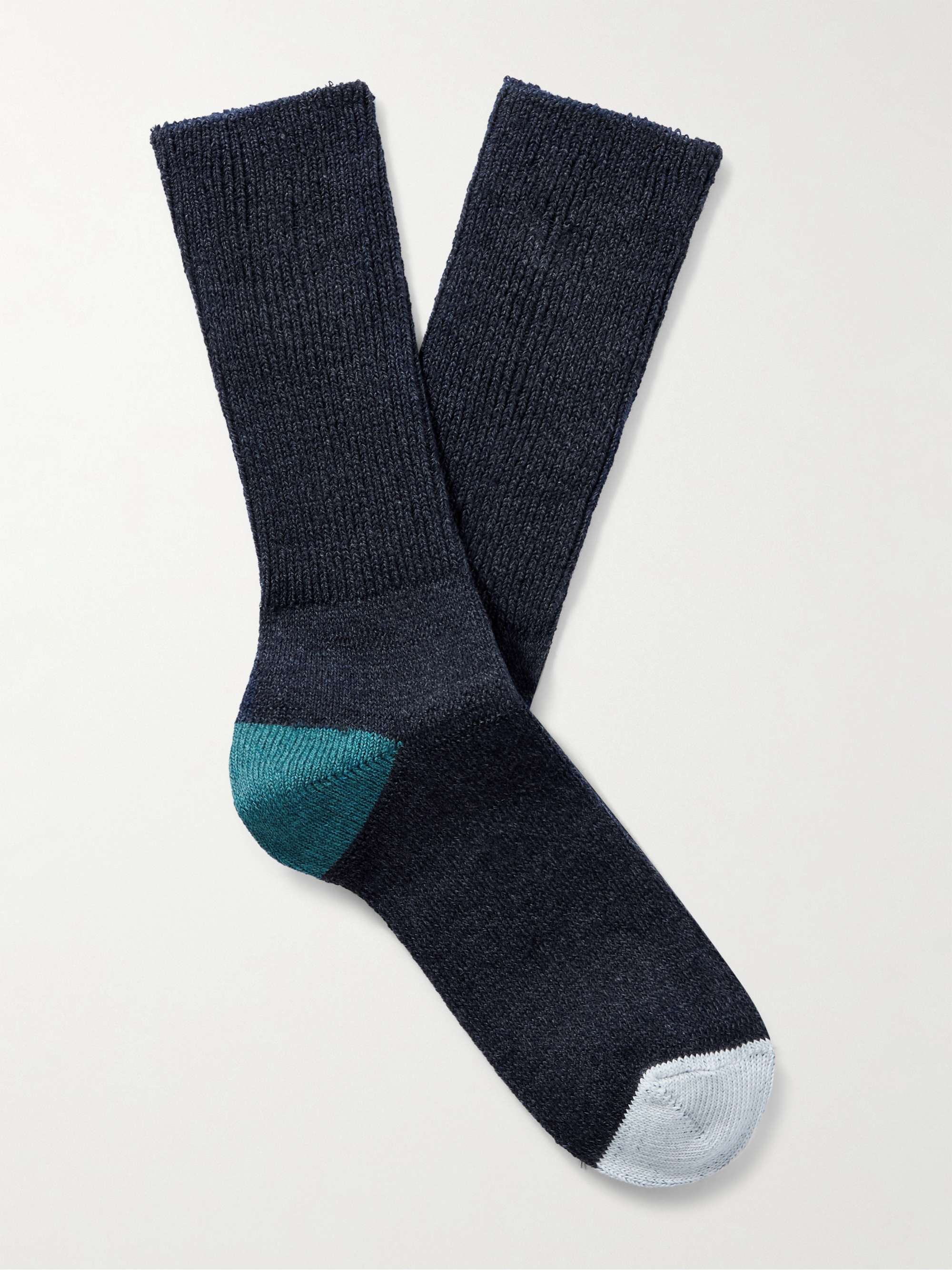 MR P. Colour-Block Stretch-Knit Socks