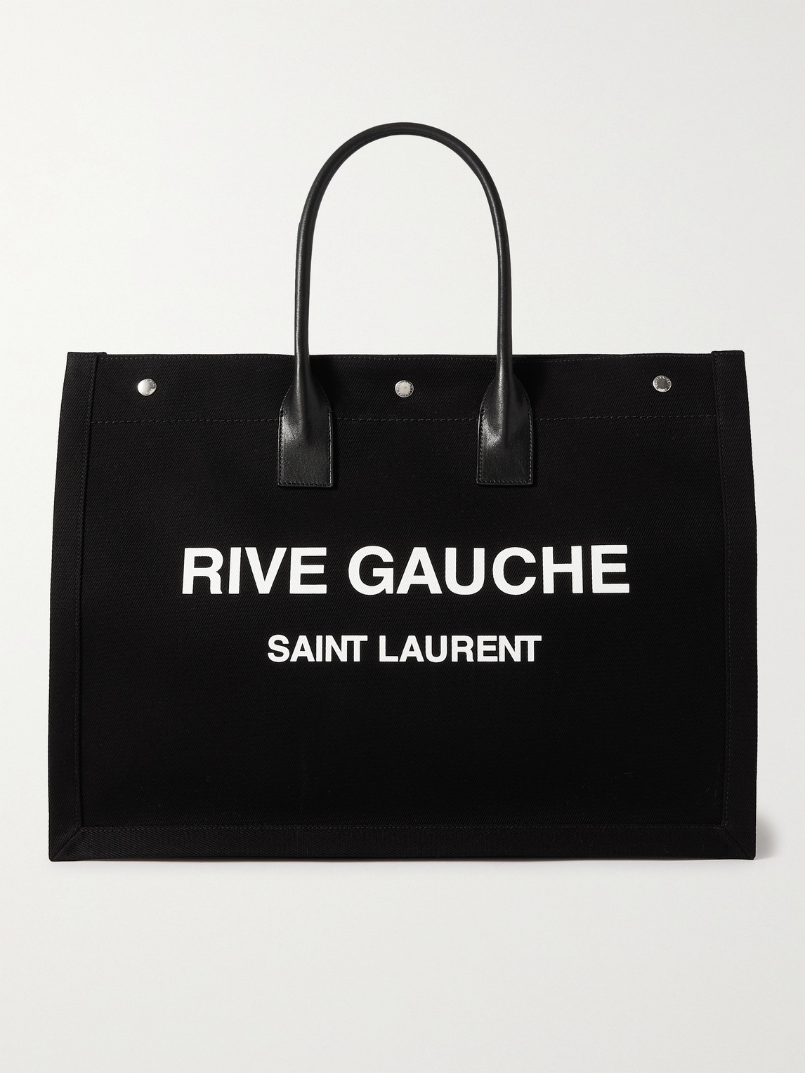 Saint Laurent Noe Leather-trimmed Logo-print Canvas Tote Bag In Black