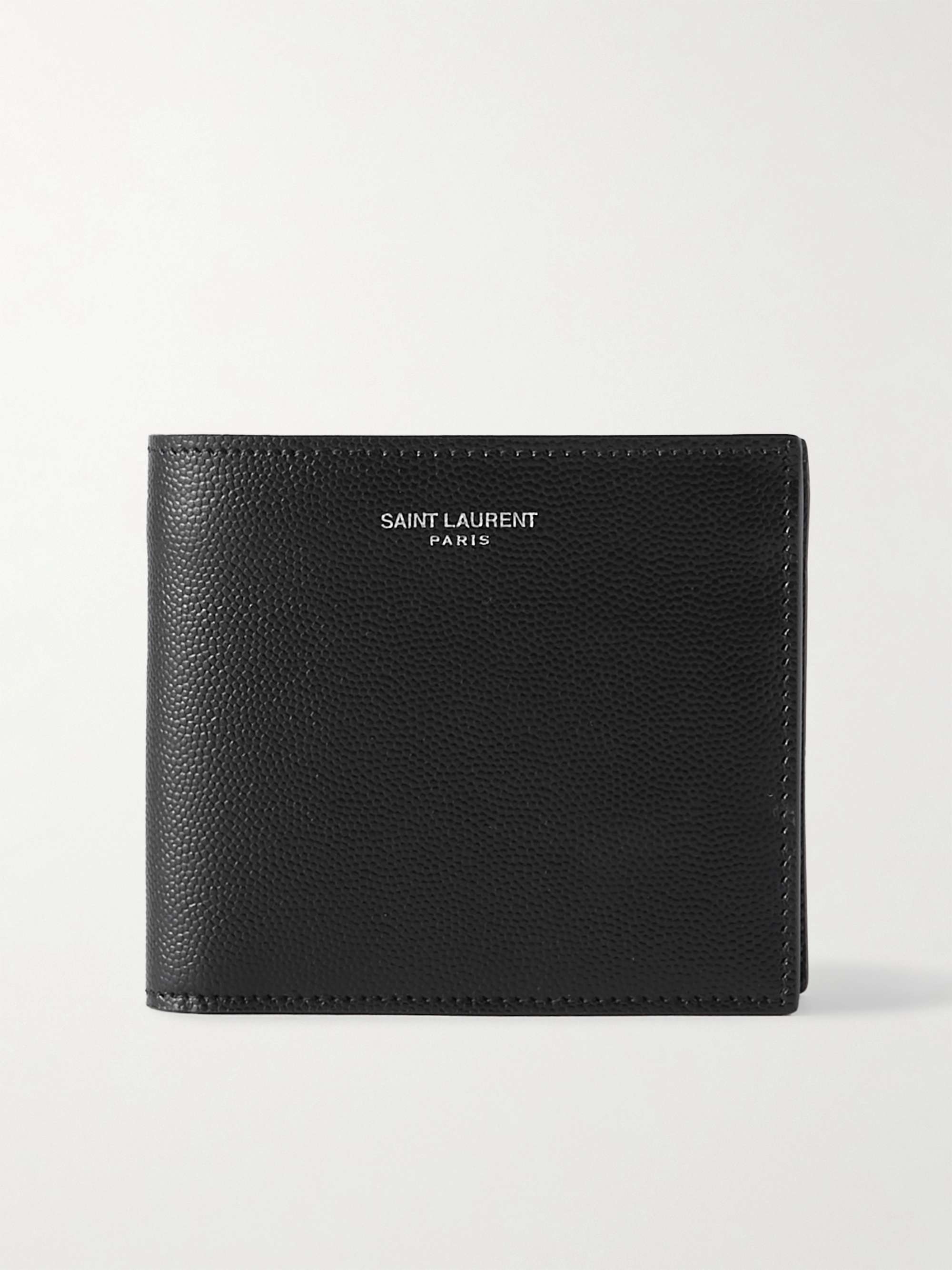 SAINT LAURENT Logo-Print Pebble-Grain Leather Billfold Wallet