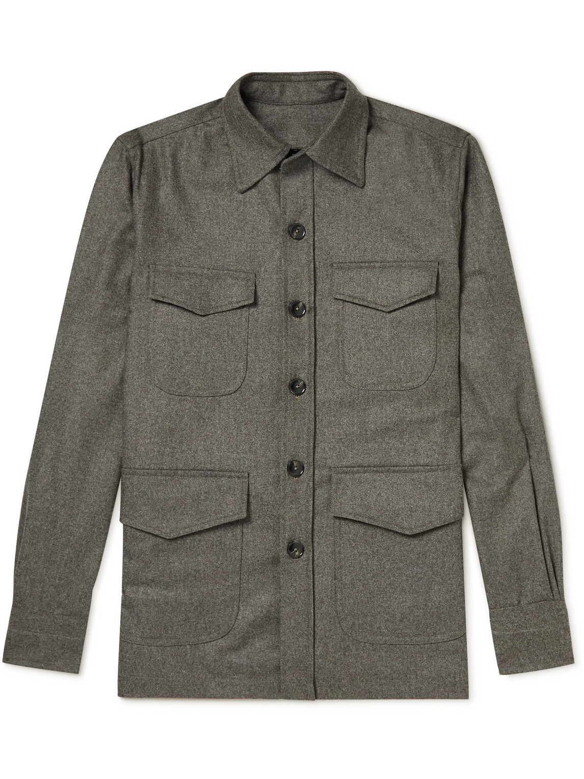 De Petrillo Wool-flannel Overshirt In Gray | ModeSens