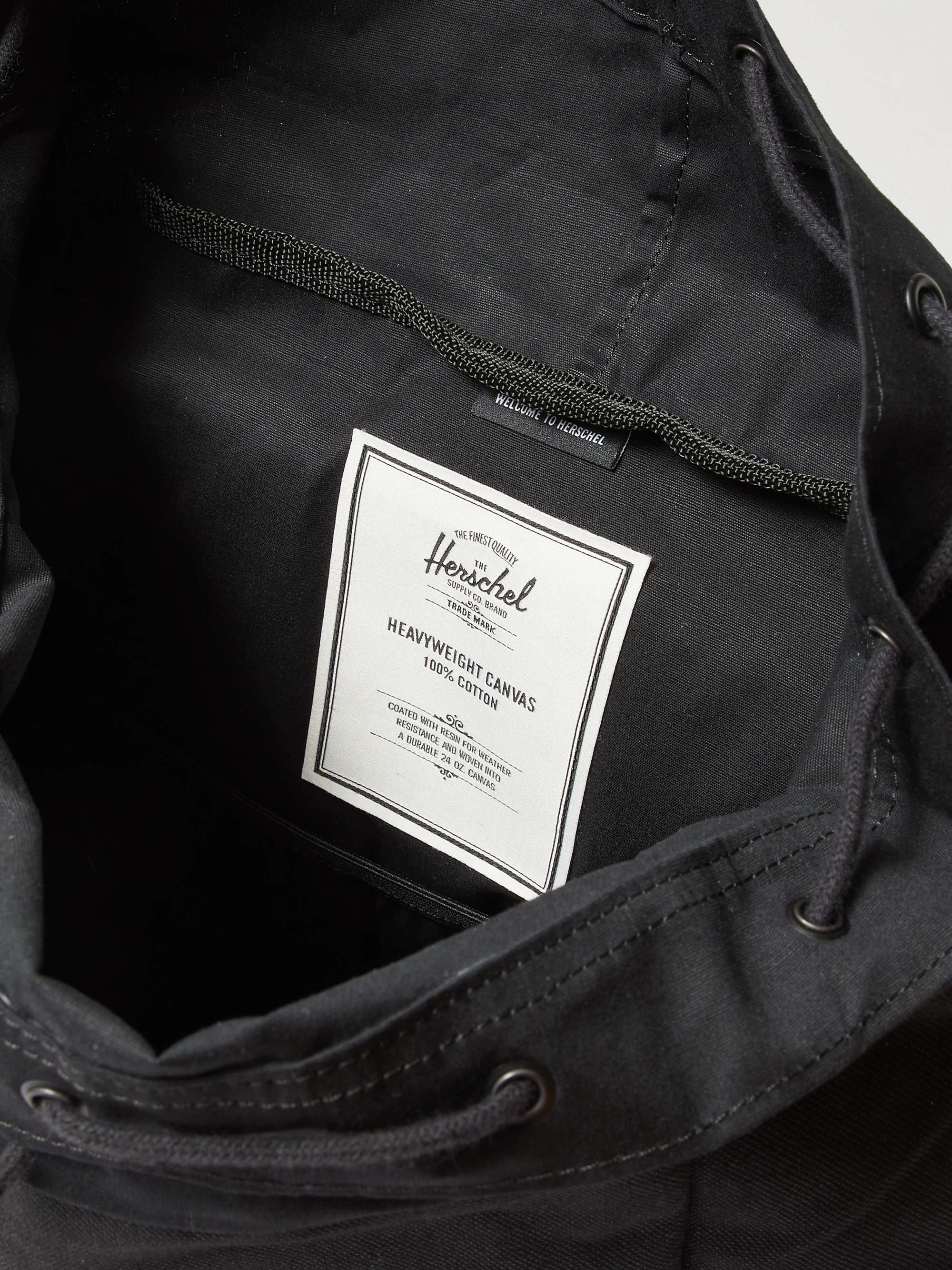 HERSCHEL SUPPLY CO Little America Logo-Appliquéd Leather-Trimmed Canvas Backpack