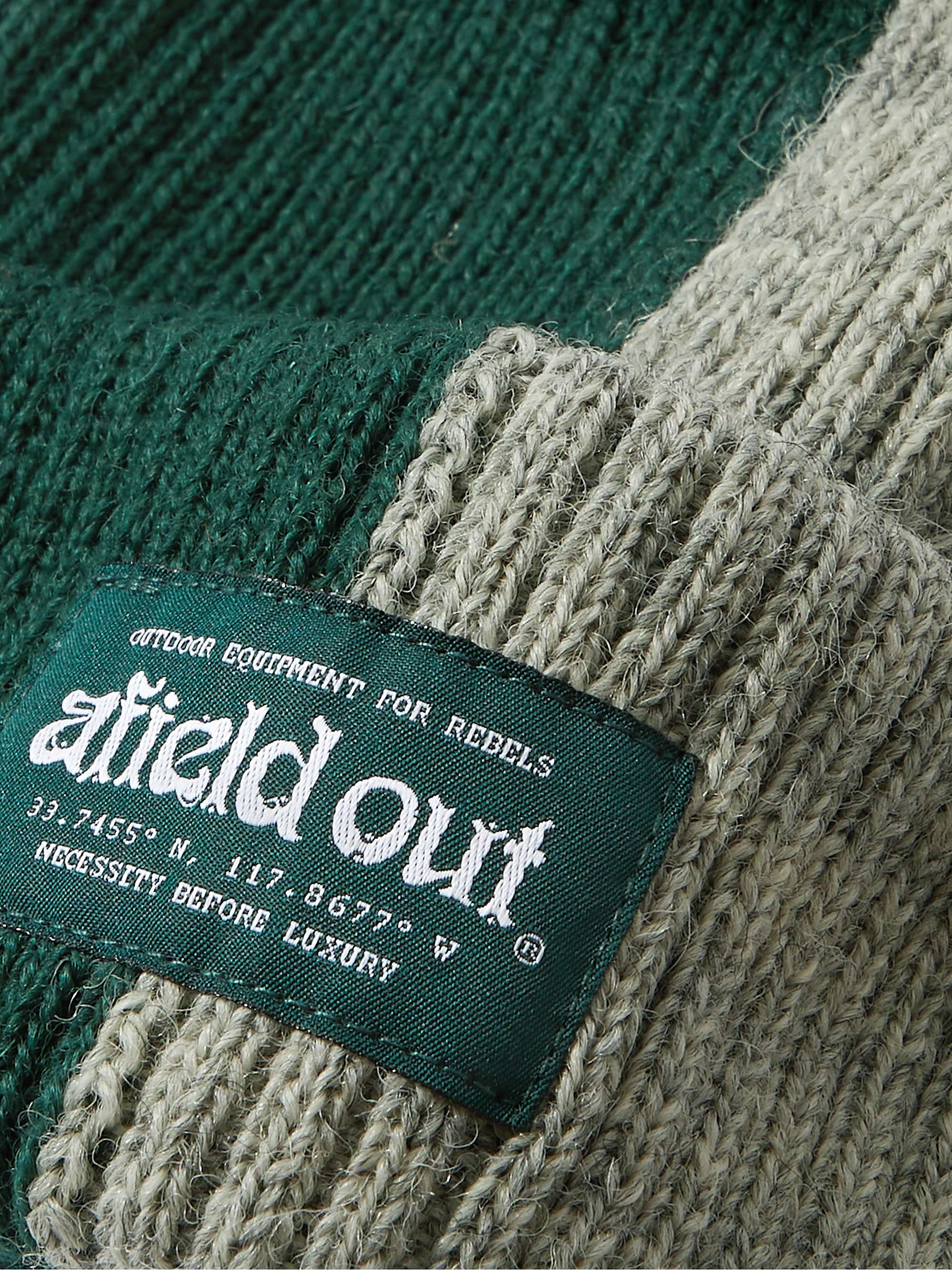 AFIELD OUT Logo-Appliquéd Ribbed Two-Tone Wool Beanie