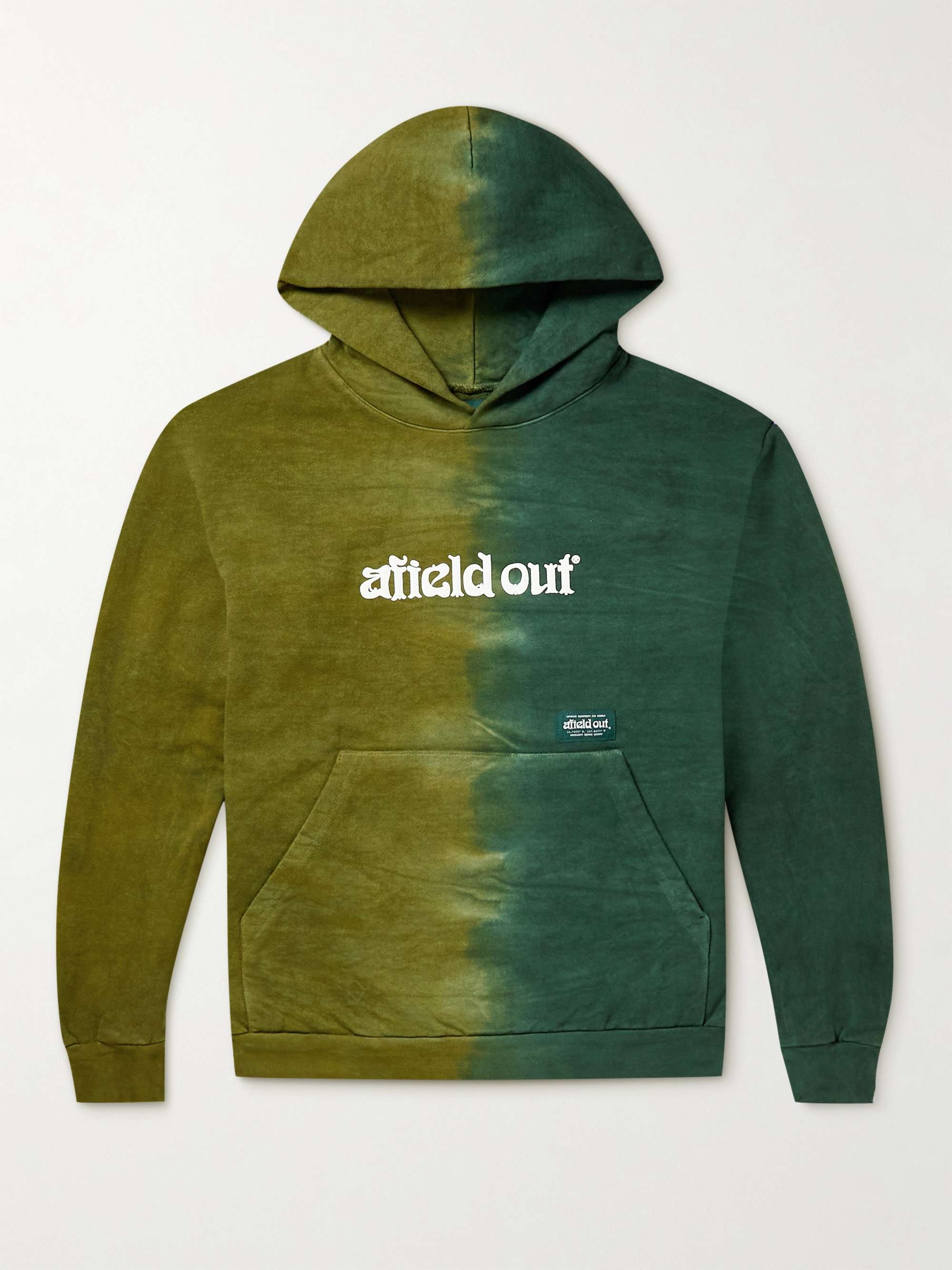 AFIELD OUT Duotone Logo-Print Tie-Dyed Cotton-Jersey Hoodie
