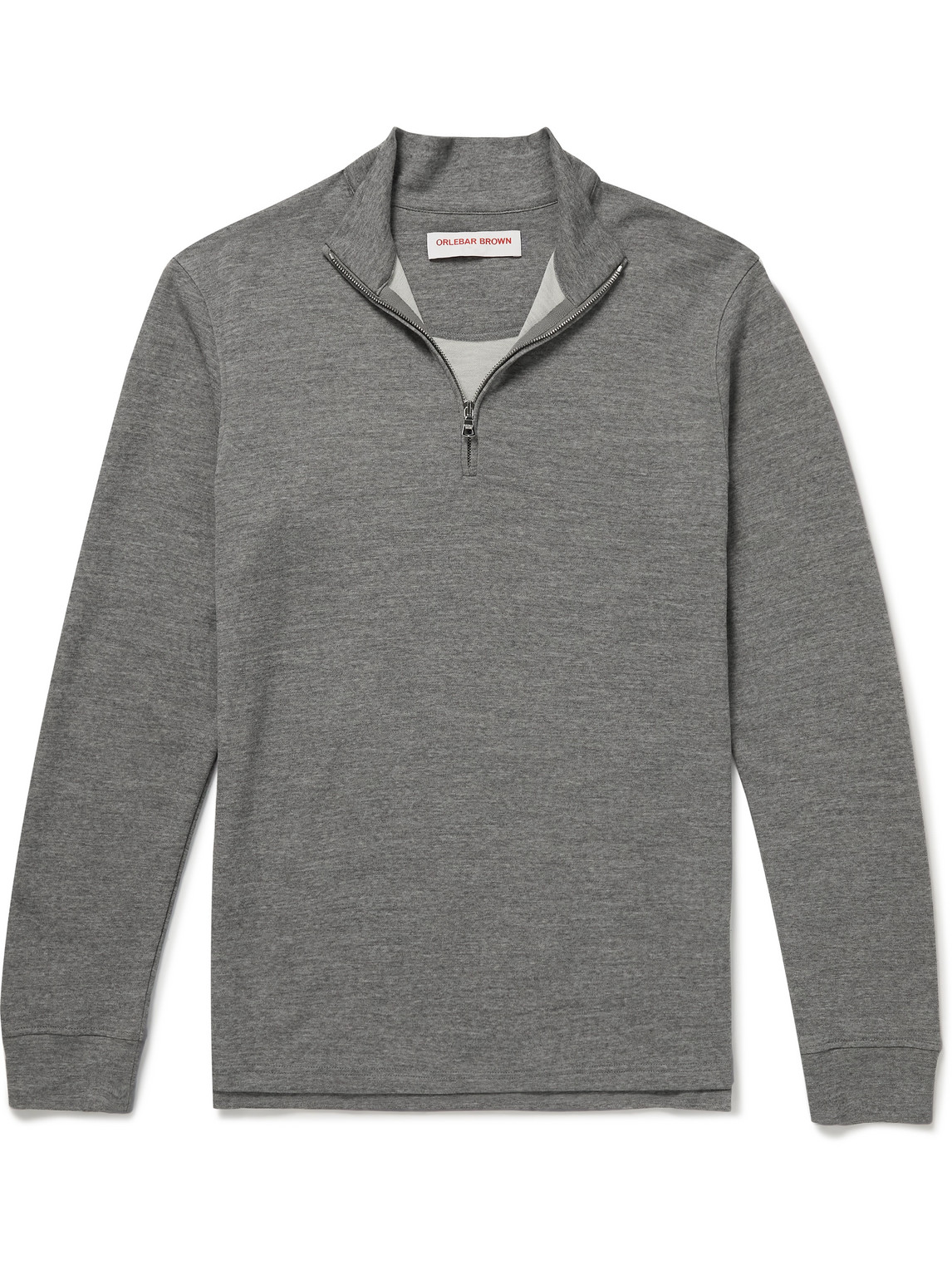 Orlebar Brown Neilson Merino Wool-blend Half-zip Sweatshirt In Gray